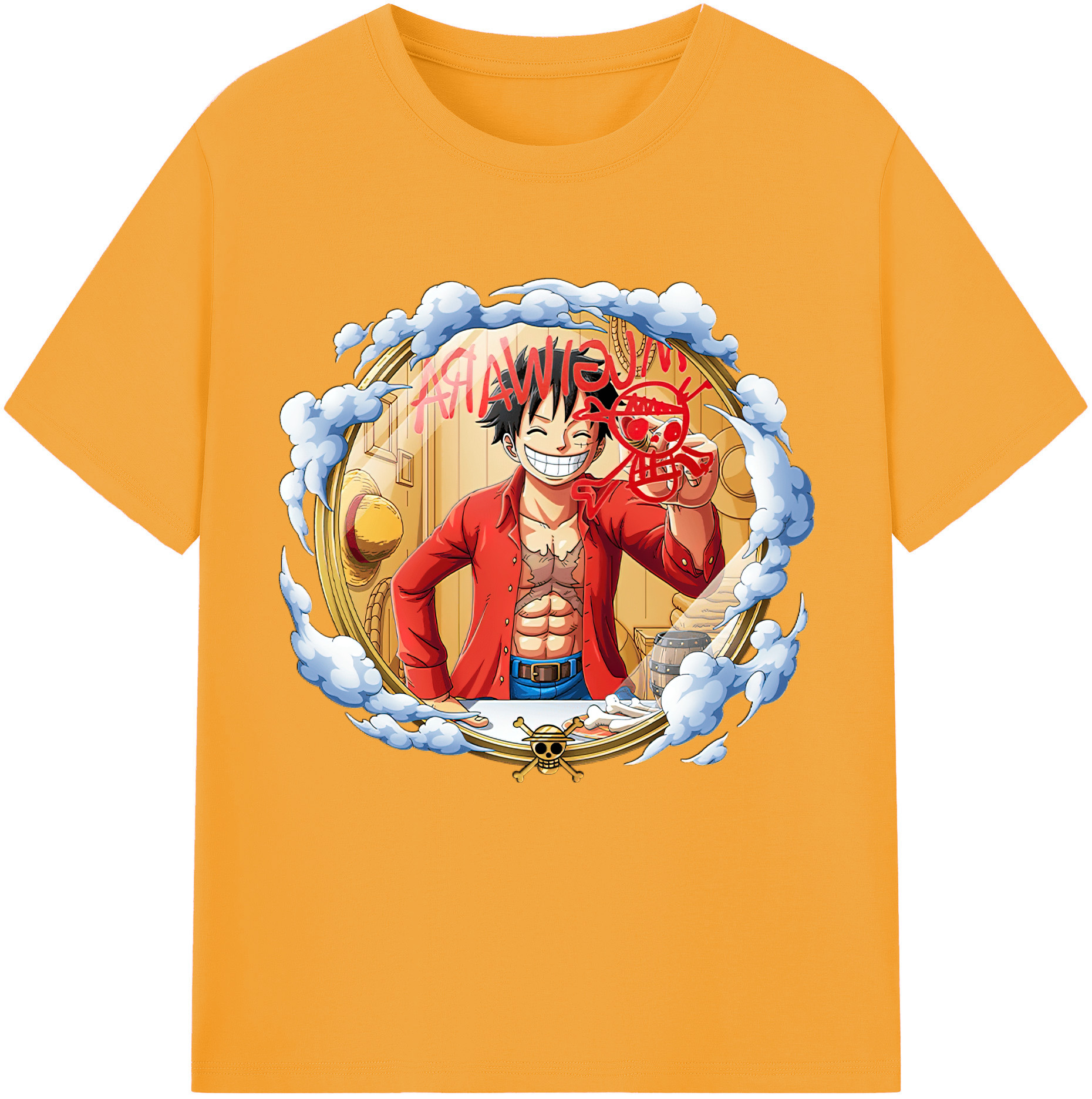 ワンピース モンキー・D・ルフィ ONE PIECE Monkey D. Luffy レディースカジュアルプリントTシャツ（綿100％）