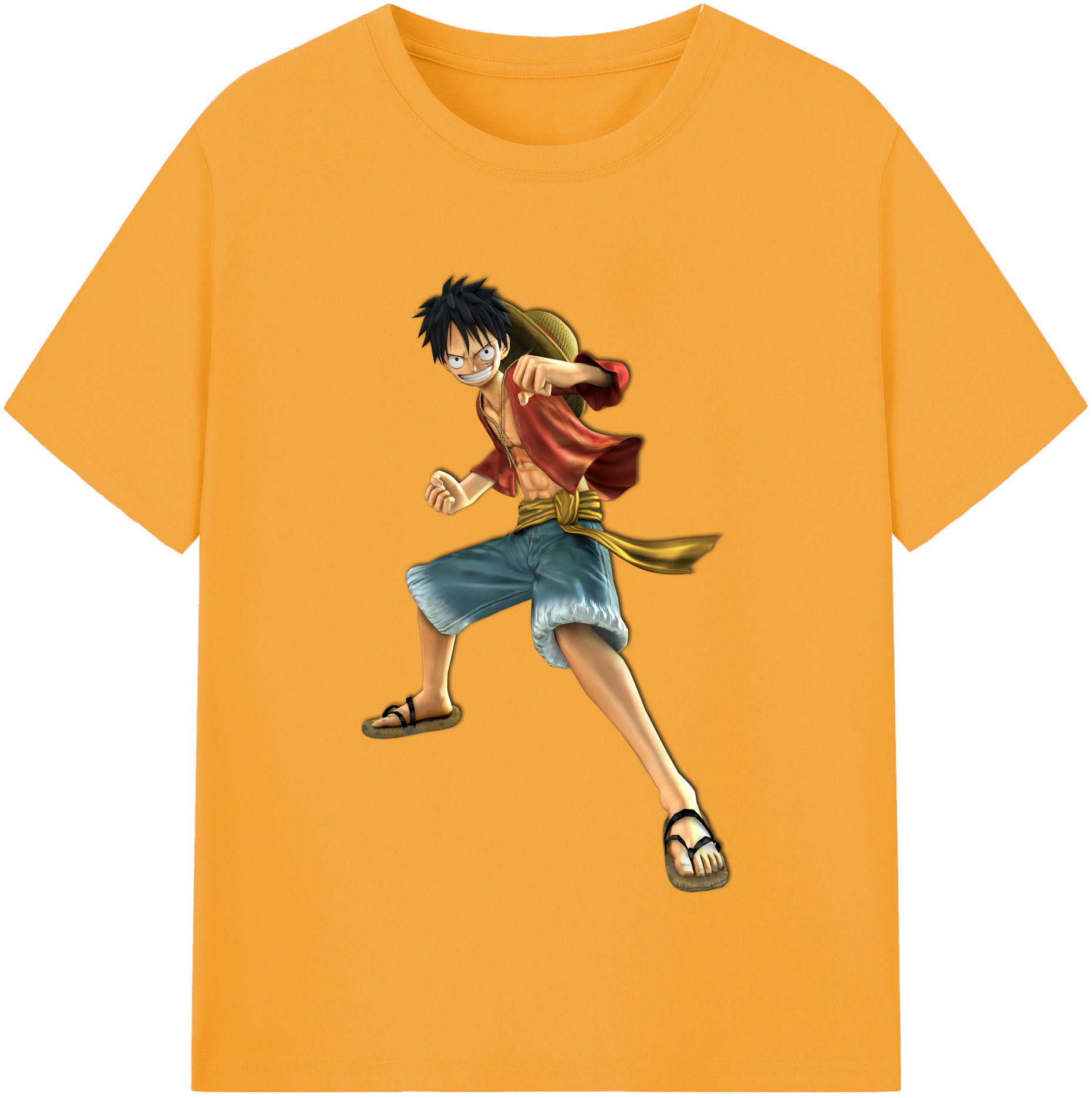 ワンピース モンキー・D・ルフィ ONE PIECE Monkey D. Luffy レディースカジュアルプリントTシャツ（綿100％）