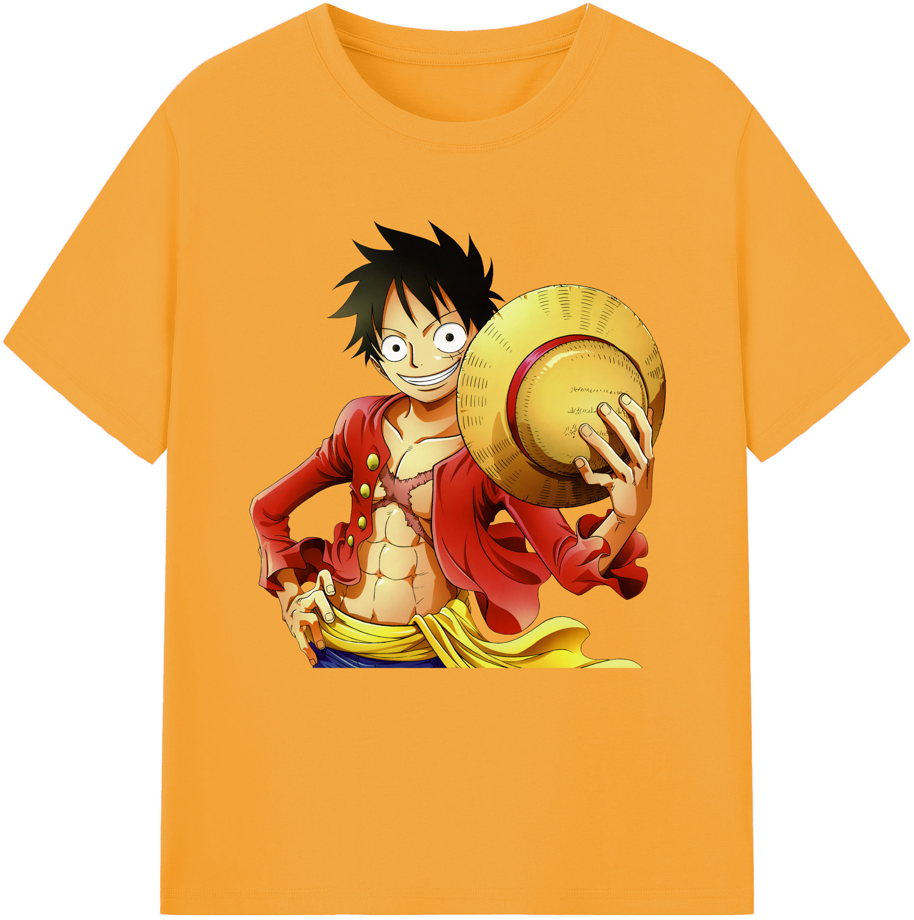 ワンピース モンキー・D・ルフィ ONE PIECE Monkey D. Luffy レディースカジュアルプリントTシャツ（綿100％）