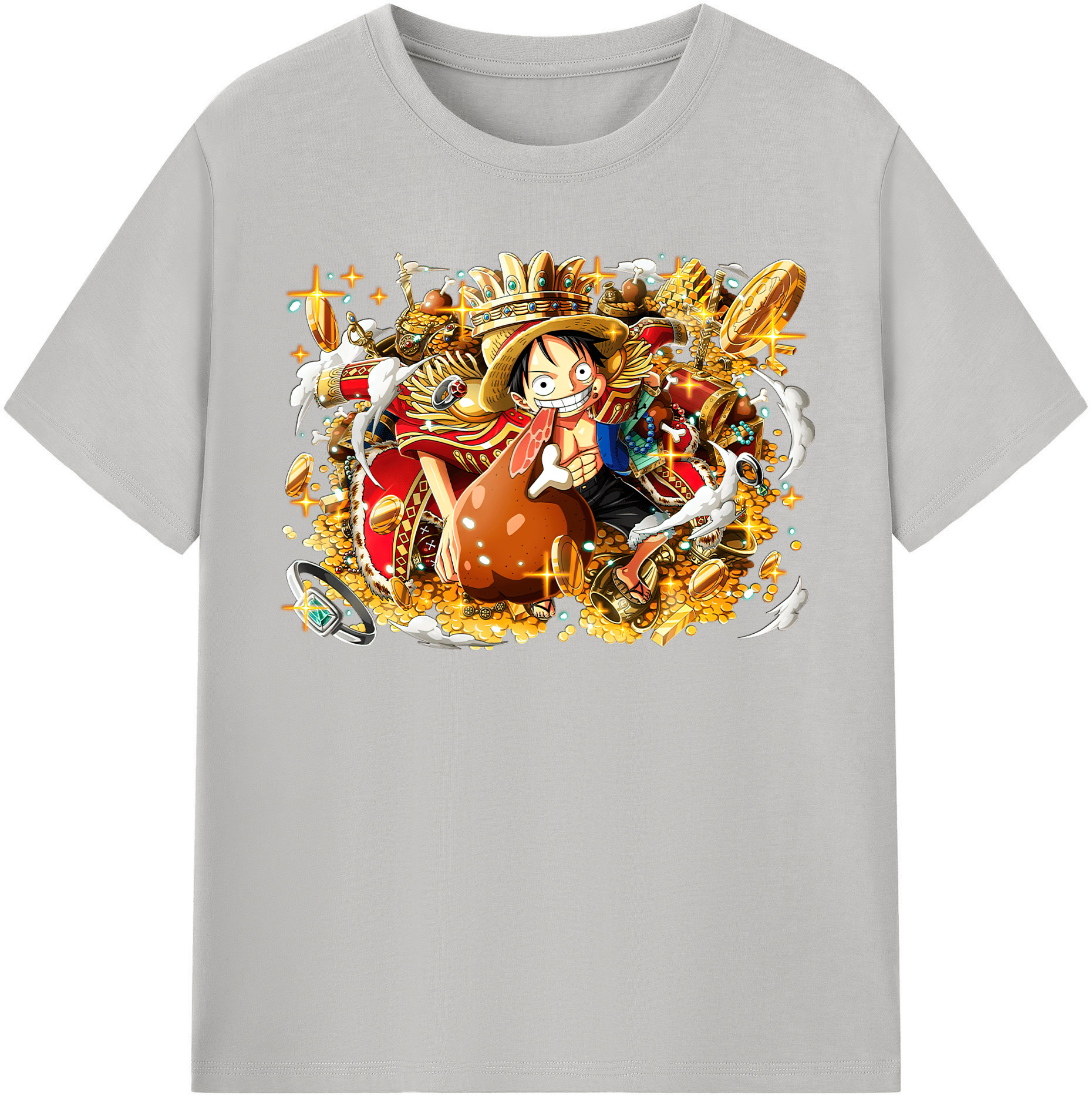 ワンピース モンキー・D・ルフィ ONE PIECE Monkey D. Luffy レディースカジュアルプリントTシャツ（綿100％）