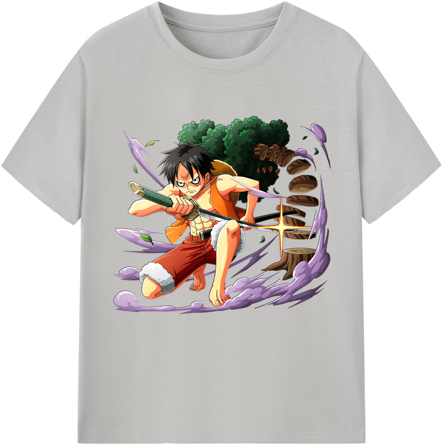 ワンピース モンキー・D・ルフィ ONE PIECE Monkey D. Luffy レディースカジュアルプリントTシャツ（綿100％）