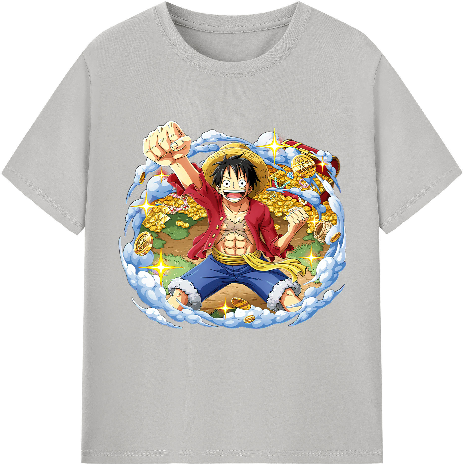 ワンピース モンキー・D・ルフィ ONE PIECE Monkey D. Luffy レディースカジュアルプリントTシャツ（綿100％）