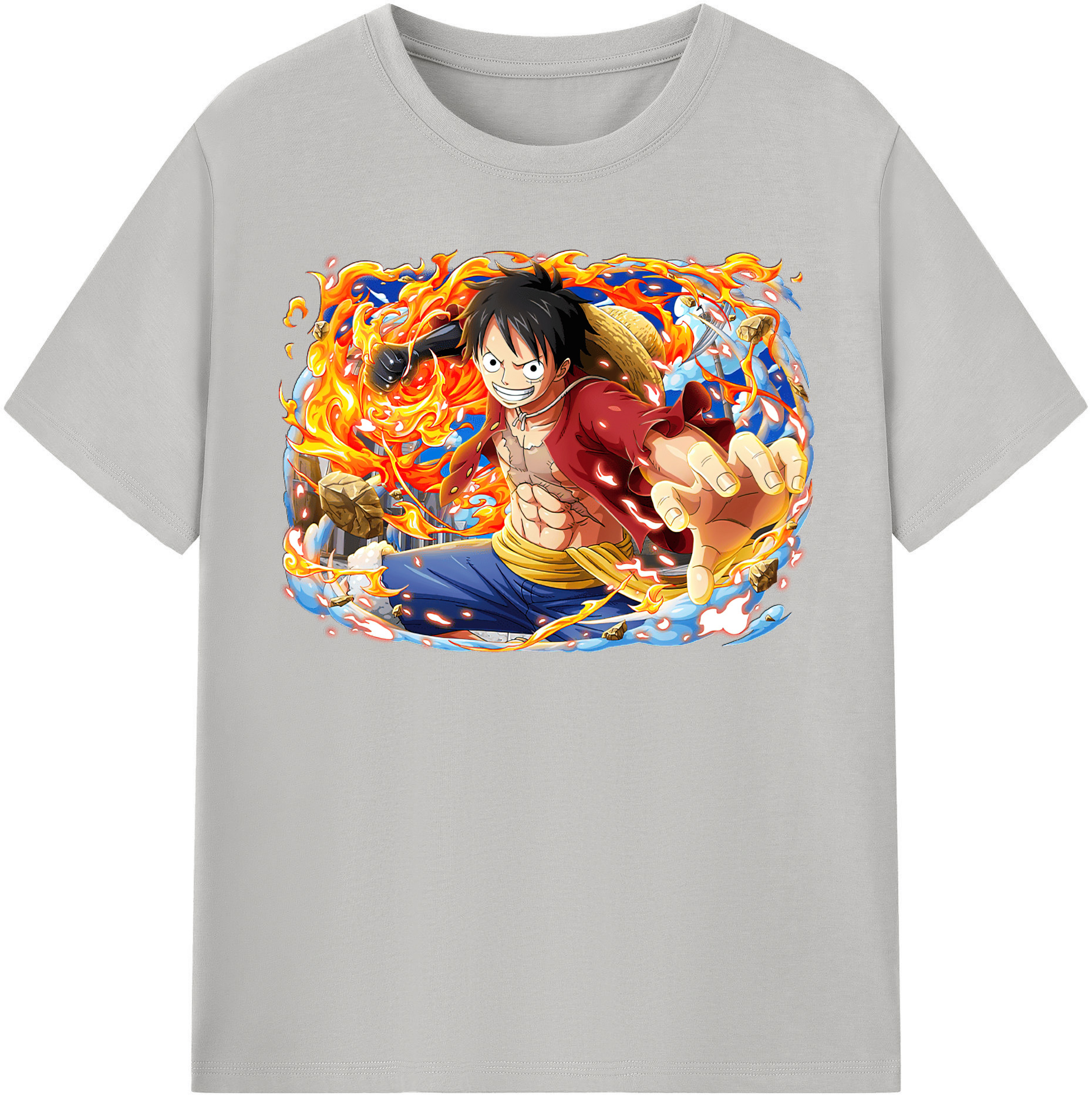 ワンピース モンキー・D・ルフィ ONE PIECE Monkey D. Luffy レディースカジュアルプリントTシャツ（綿100％）