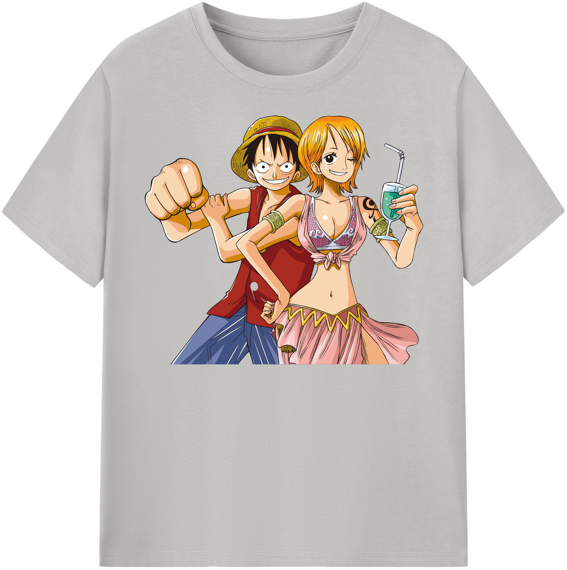 ワンピース モンキー・D・ルフィ ONE PIECE Monkey D. Luffy レディースカジュアルプリントTシャツ（綿100％）