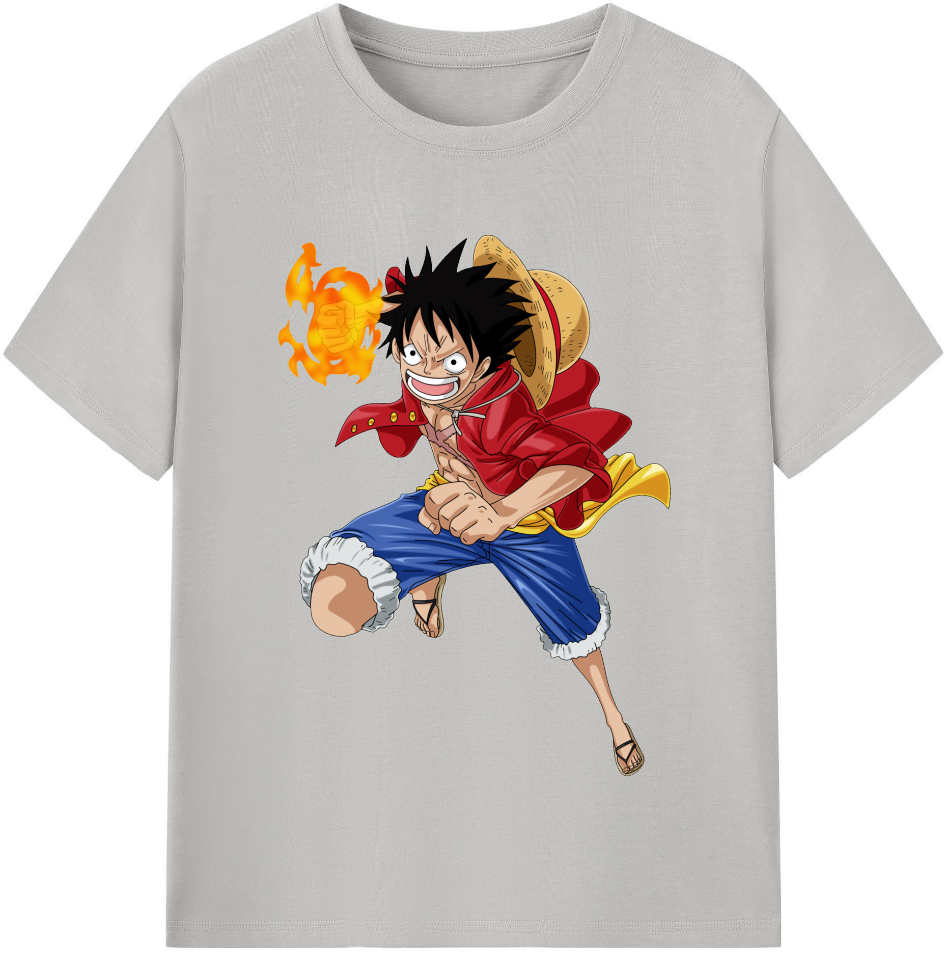 ワンピース モンキー・D・ルフィ ONE PIECE Monkey D. Luffy レディースカジュアルプリントTシャツ（綿100％）