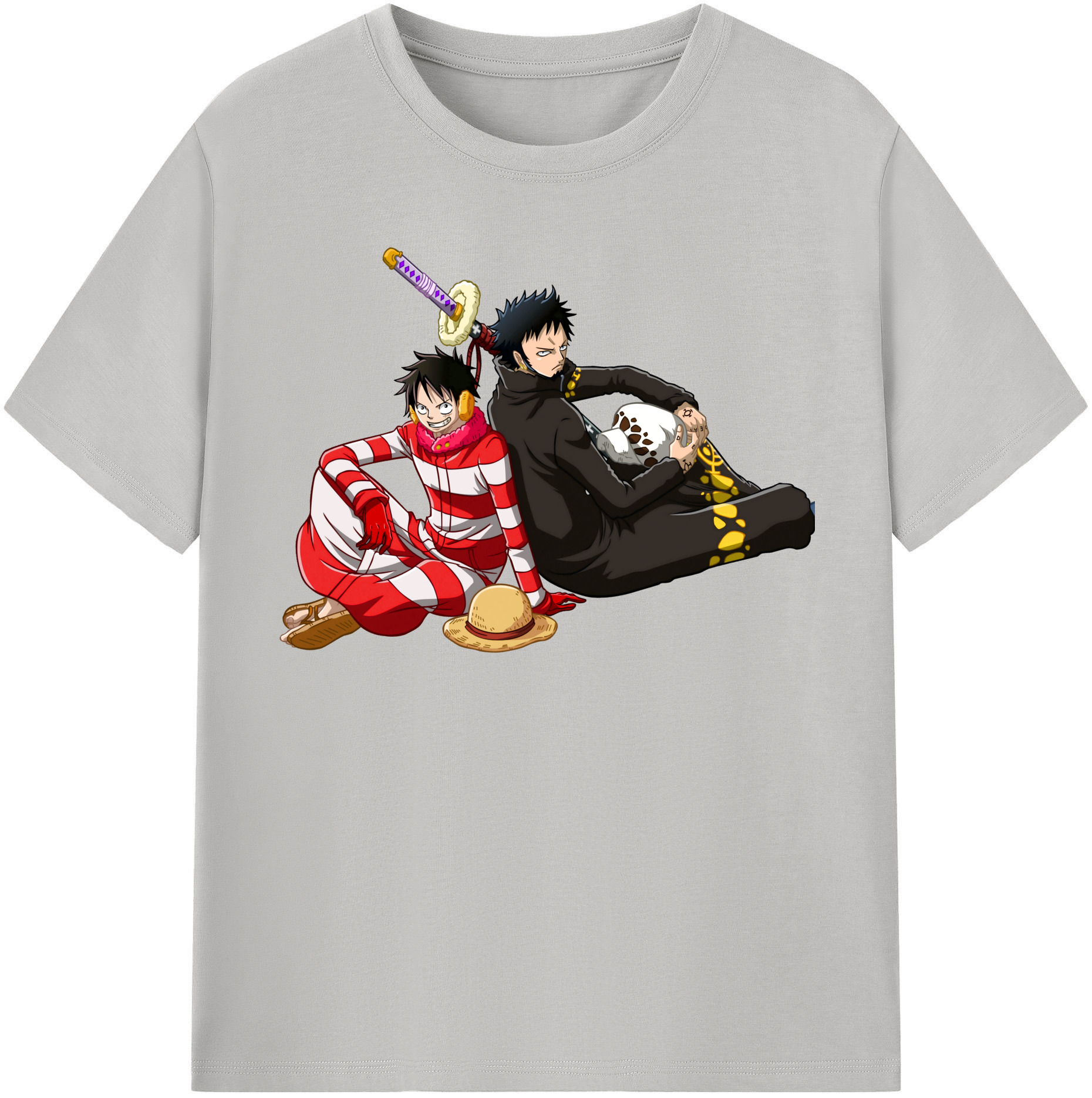 ワンピース モンキー・D・ルフィ ONE PIECE Monkey D. Luffy レディースカジュアルプリントTシャツ（綿100％）