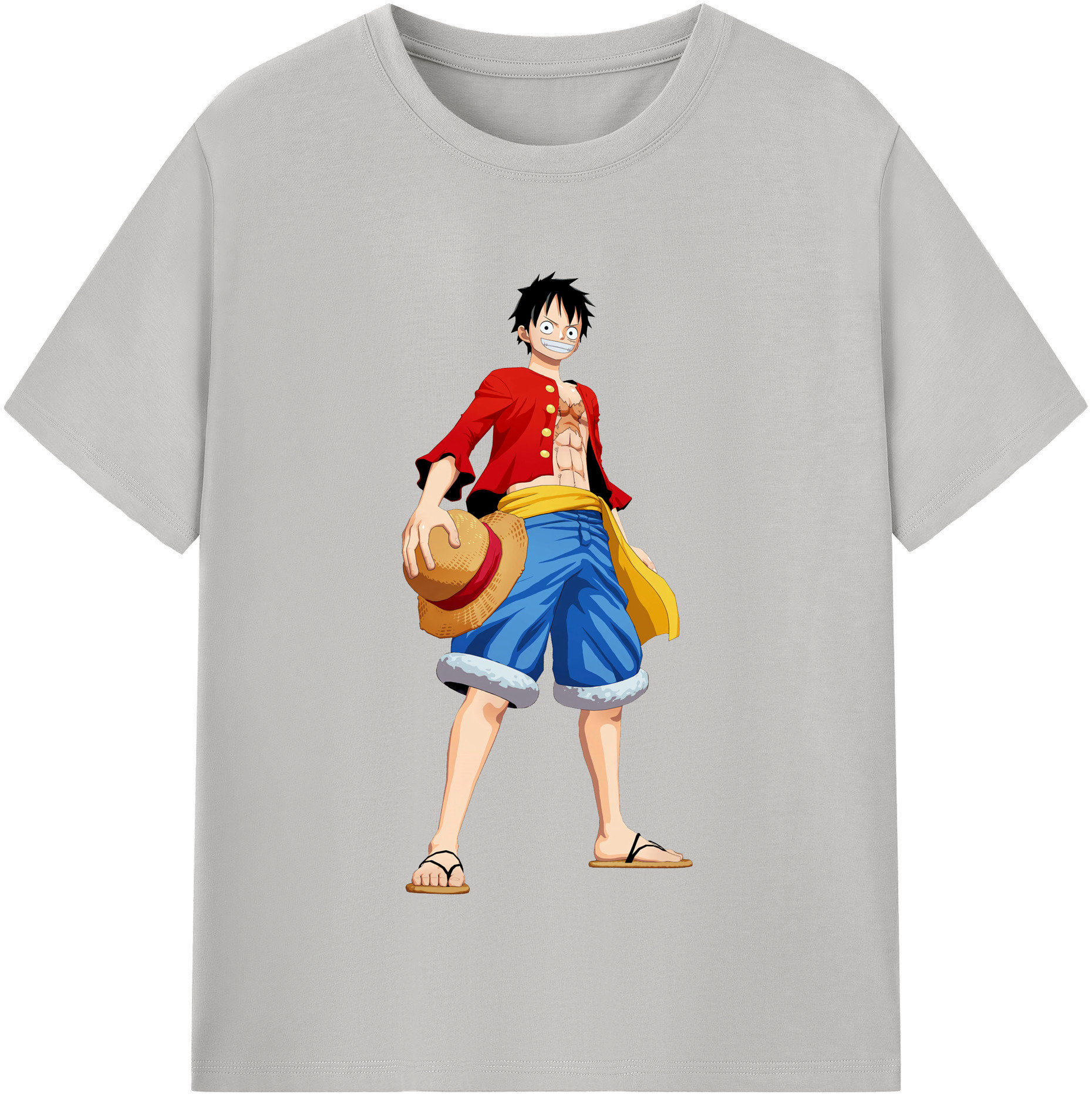 ワンピース モンキー・D・ルフィ ONE PIECE Monkey D. Luffy レディースカジュアルプリントTシャツ（綿100％）