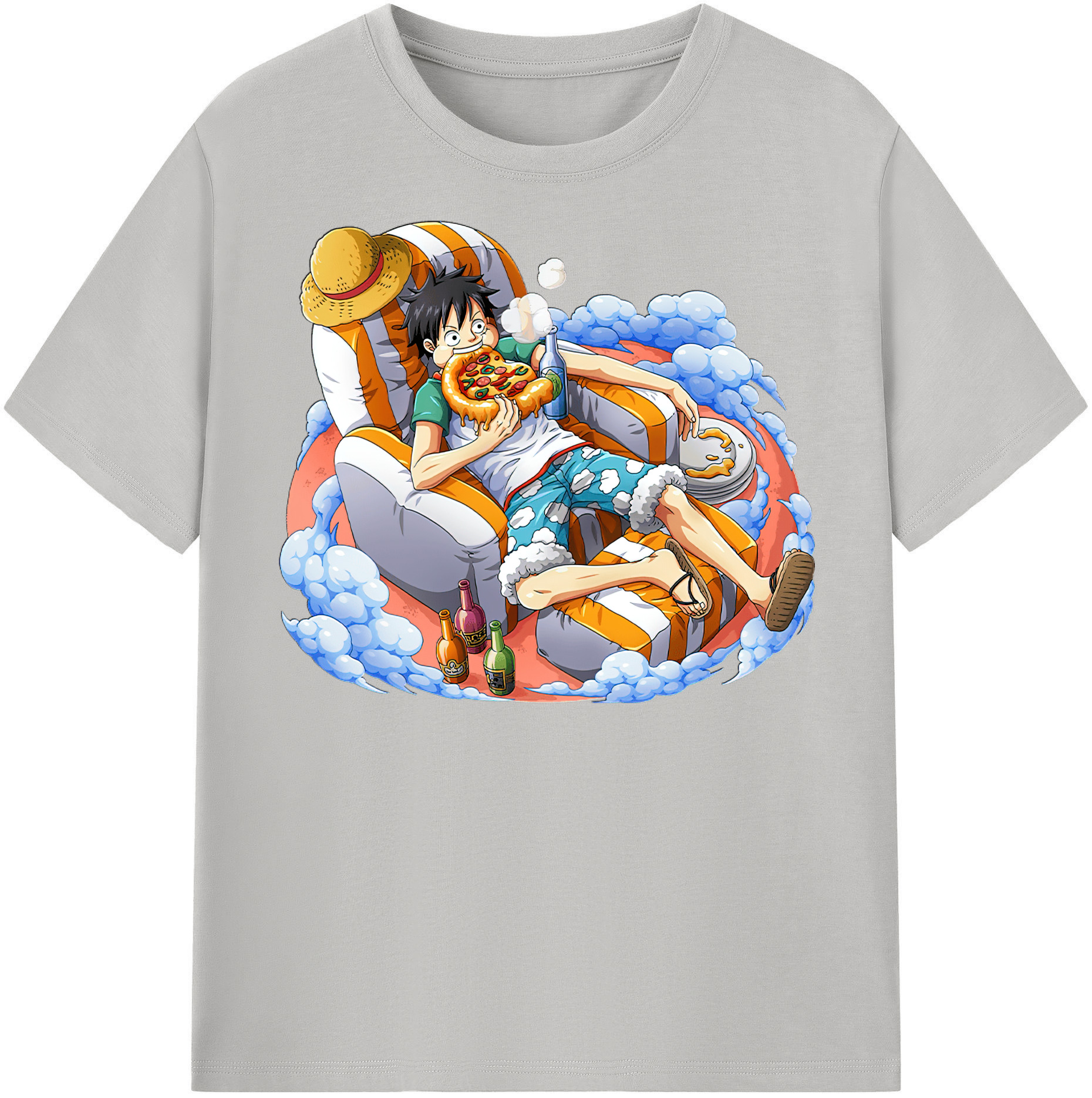 ワンピース モンキー・D・ルフィ ONE PIECE Monkey D. Luffy レディースカジュアルプリントTシャツ（綿100％）