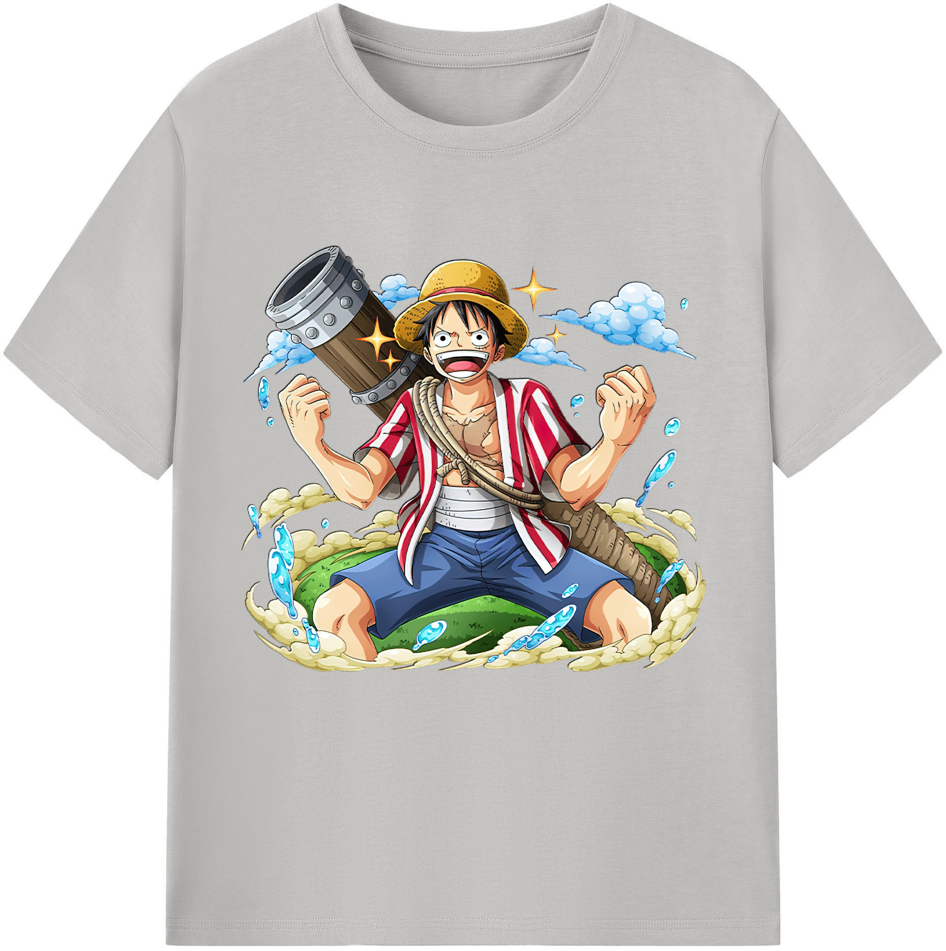 ワンピース モンキー・D・ルフィ ONE PIECE Monkey D. Luffy レディースカジュアルプリントTシャツ（綿100％）