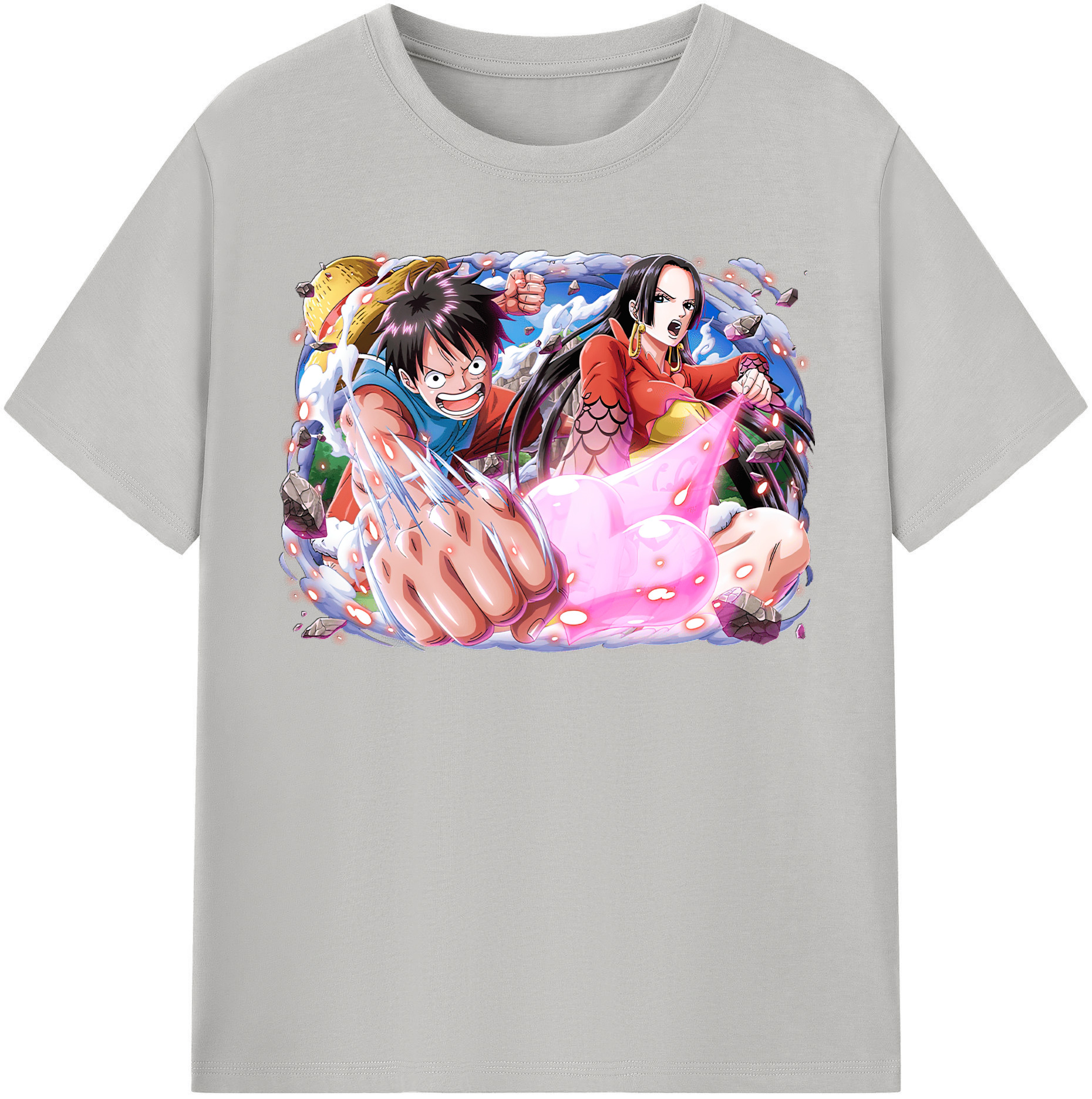 ワンピース モンキー・D・ルフィ ONE PIECE Monkey D. Luffy レディースカジュアルプリントTシャツ（綿100％）