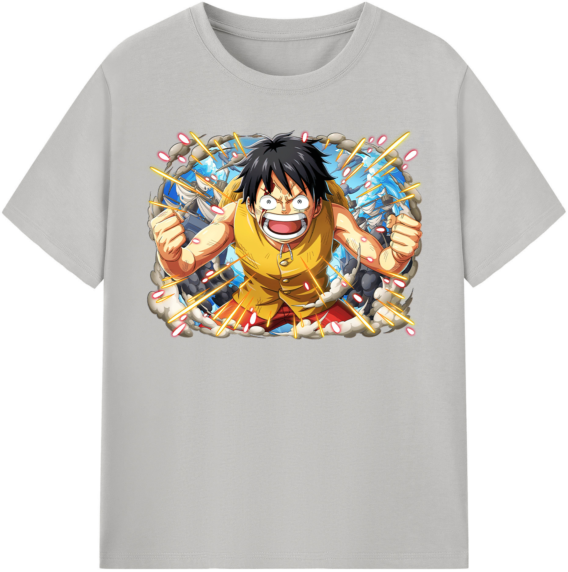 ワンピース モンキー・D・ルフィ ONE PIECE Monkey D. Luffy レディースカジュアルプリントTシャツ（綿100％）