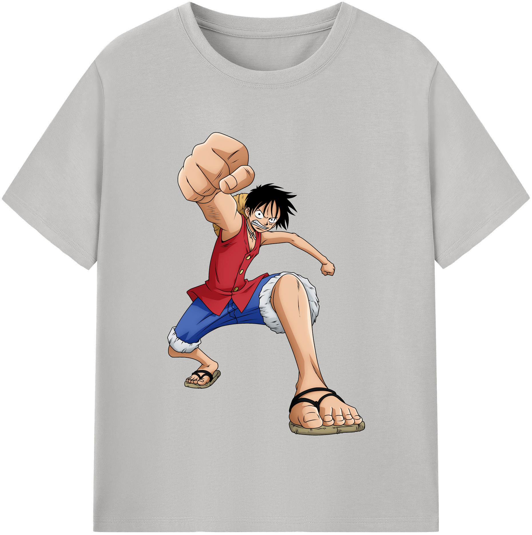 ワンピース モンキー・D・ルフィ ONE PIECE Monkey D. Luffy レディースカジュアルプリントTシャツ（綿100％）