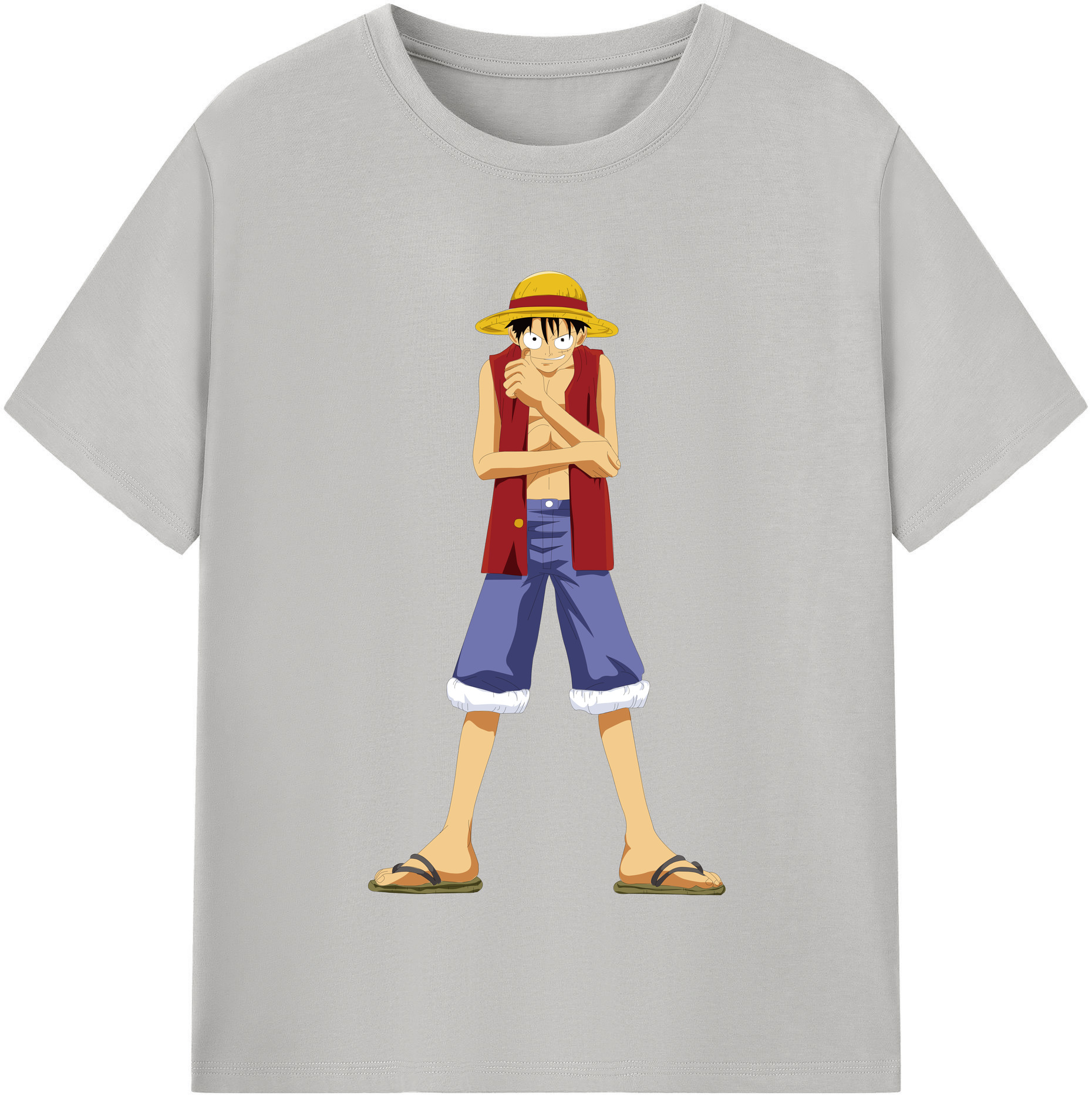 ワンピース モンキー・D・ルフィ ONE PIECE Monkey D. Luffy レディースカジュアルプリントTシャツ（綿100％）