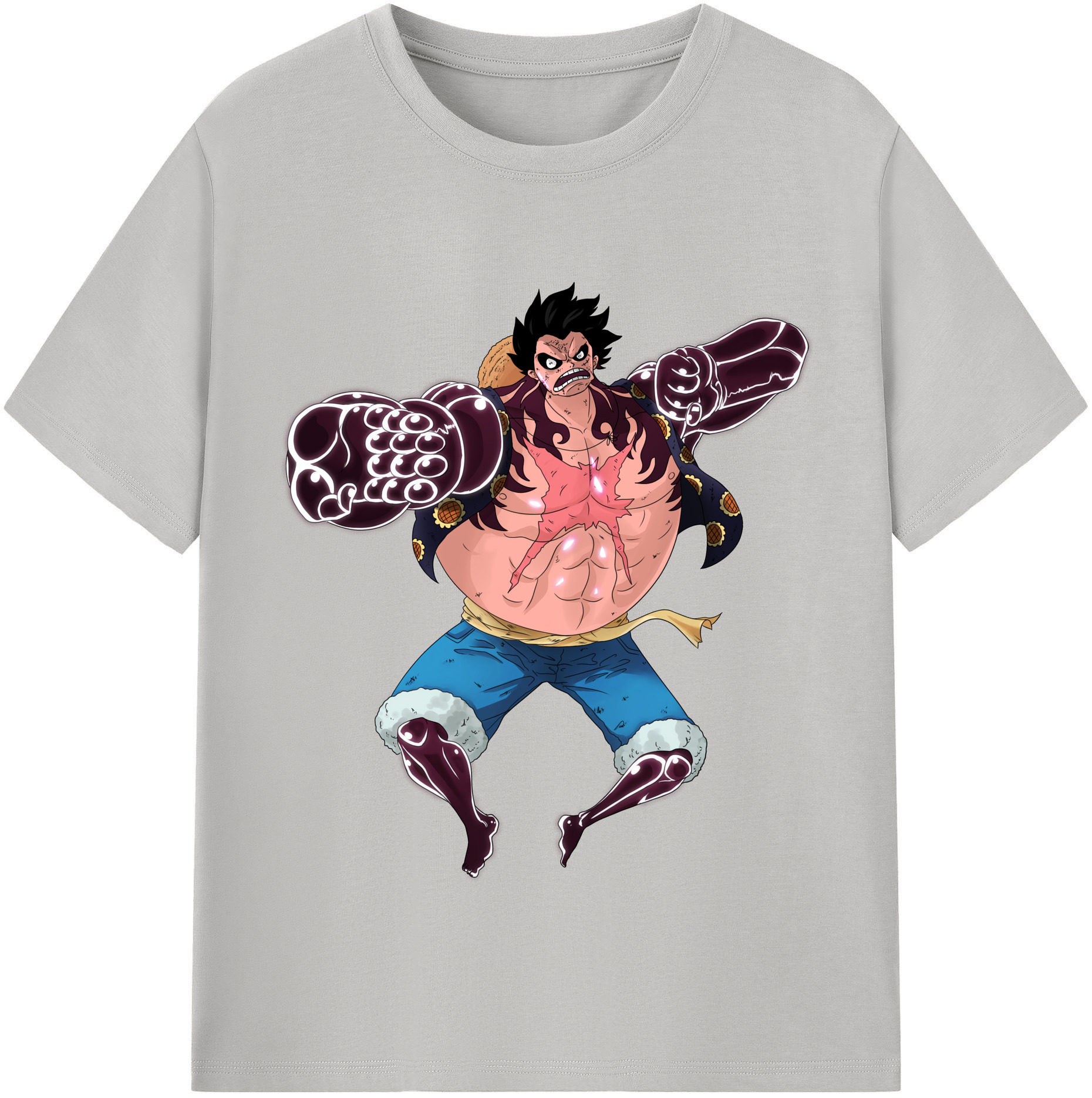 ワンピース モンキー・D・ルフィ ONE PIECE Monkey D. Luffy レディースカジュアルプリントTシャツ（綿100％）