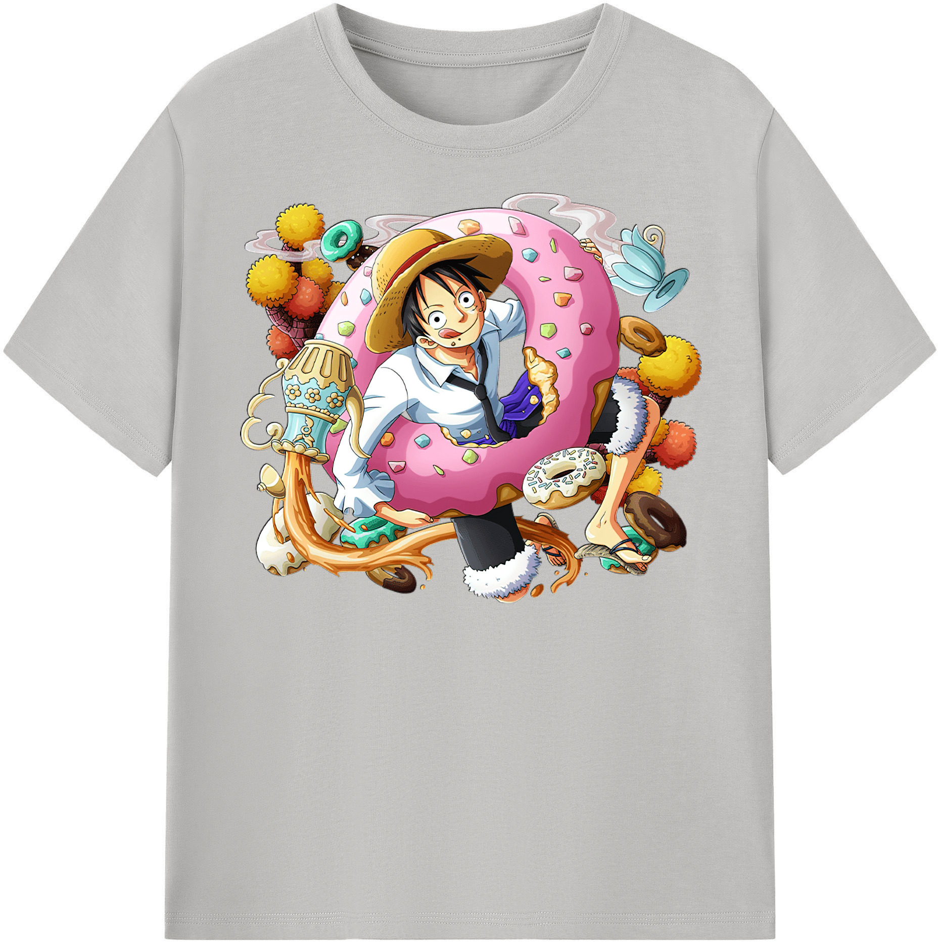 ワンピース モンキー・D・ルフィ ONE PIECE Monkey D. Luffy レディースカジュアルプリントTシャツ（綿100％）