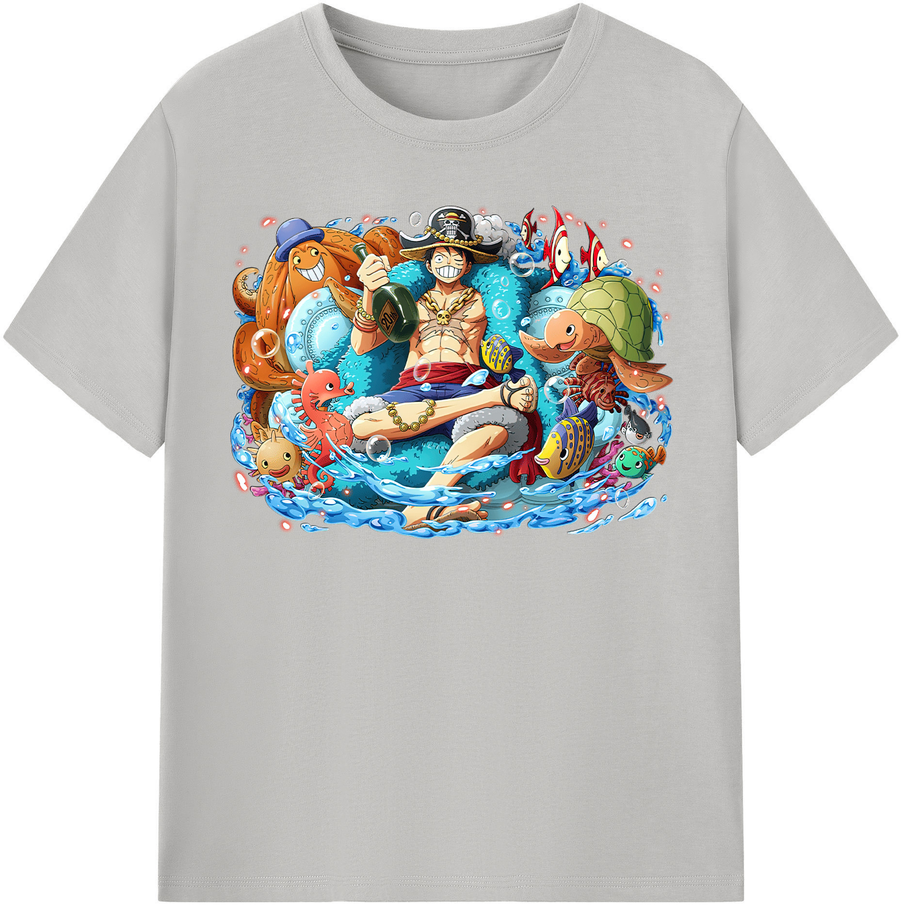 ワンピース モンキー・D・ルフィ ONE PIECE Monkey D. Luffy レディースカジュアルプリントTシャツ（綿100％）