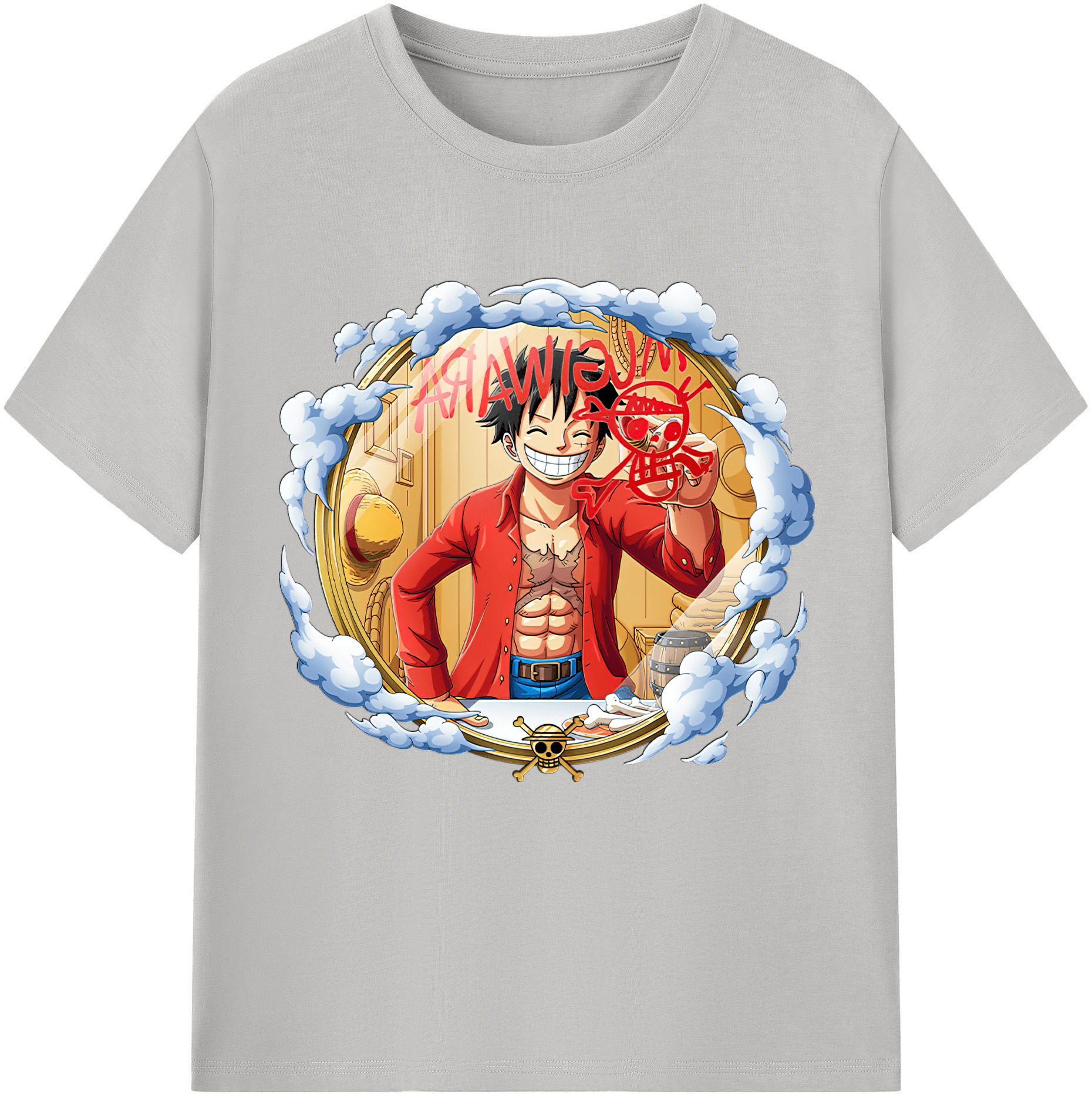 ワンピース モンキー・D・ルフィ ONE PIECE Monkey D. Luffy レディースカジュアルプリントTシャツ（綿100％）