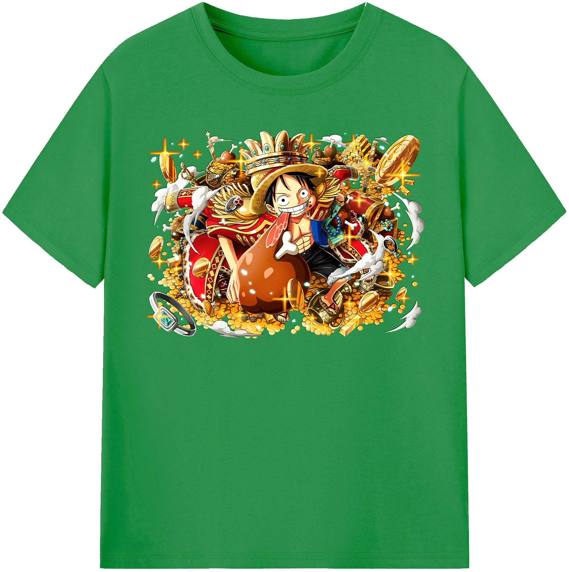 ワンピース モンキー・D・ルフィ ONE PIECE Monkey D. Luffy レディースカジュアルプリントTシャツ（綿100％）