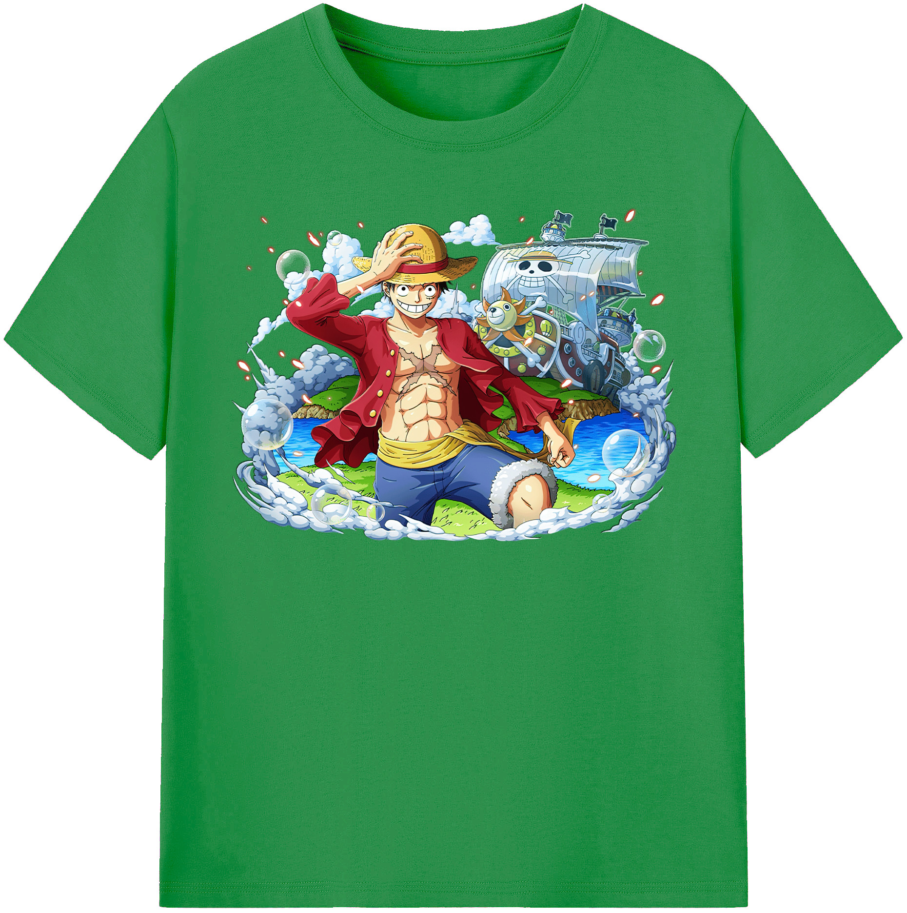 ワンピース モンキー・D・ルフィ ONE PIECE Monkey D. Luffy レディースカジュアルプリントTシャツ（綿100％）