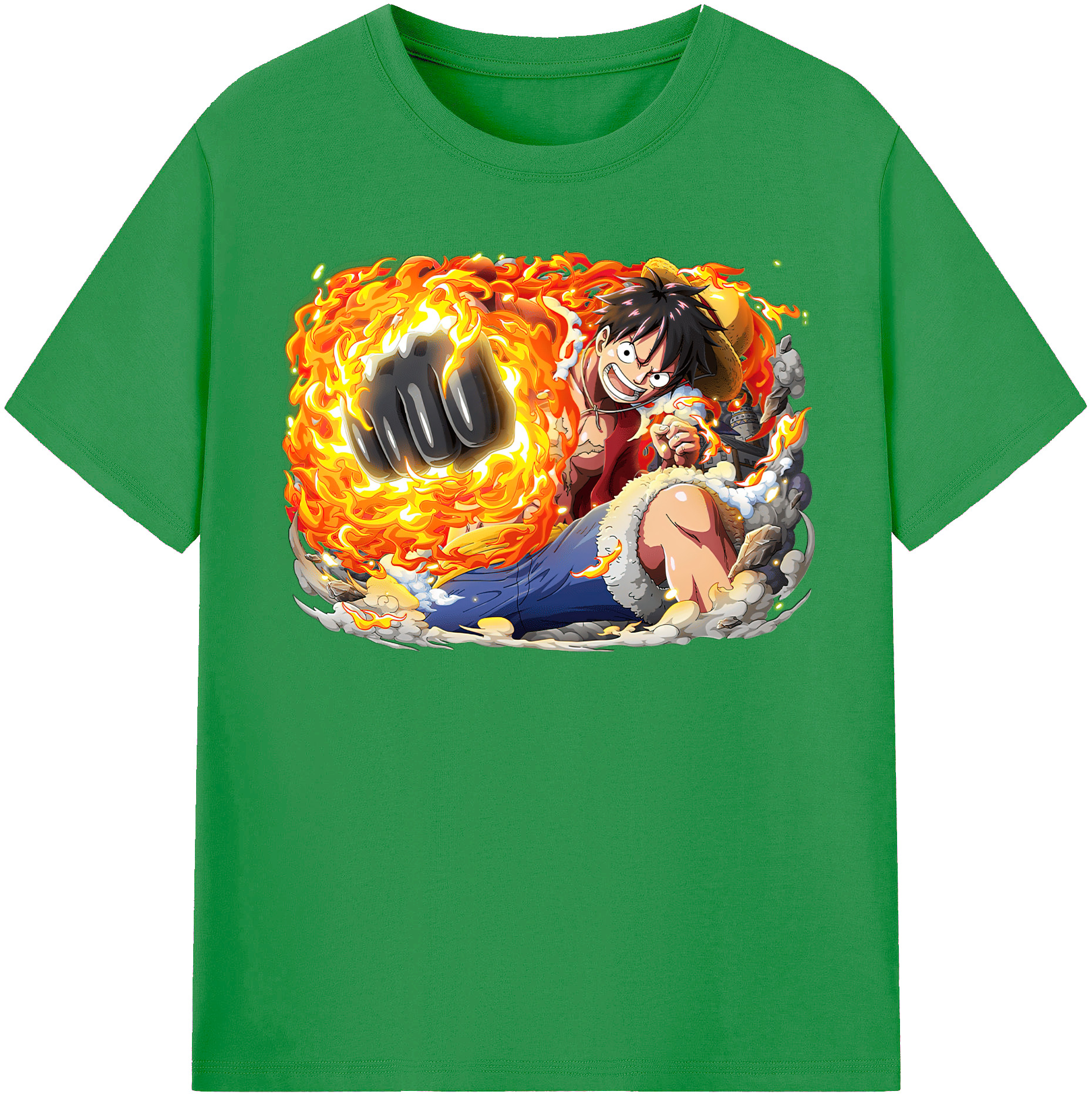 ワンピース モンキー・D・ルフィ ONE PIECE Monkey D. Luffy レディースカジュアルプリントTシャツ（綿100％）