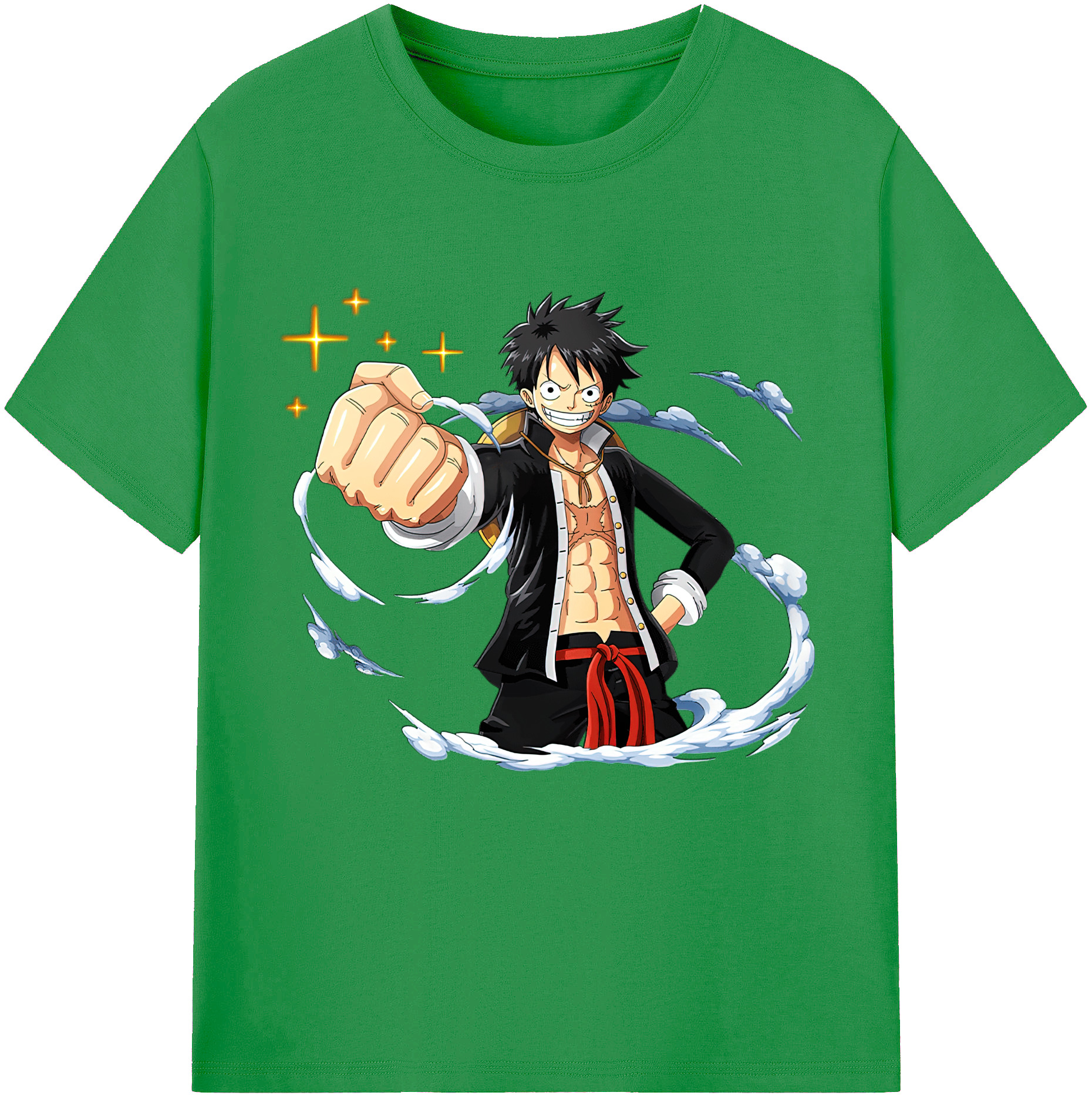 ワンピース モンキー・D・ルフィ ONE PIECE Monkey D. Luffy レディースカジュアルプリントTシャツ（綿100％）