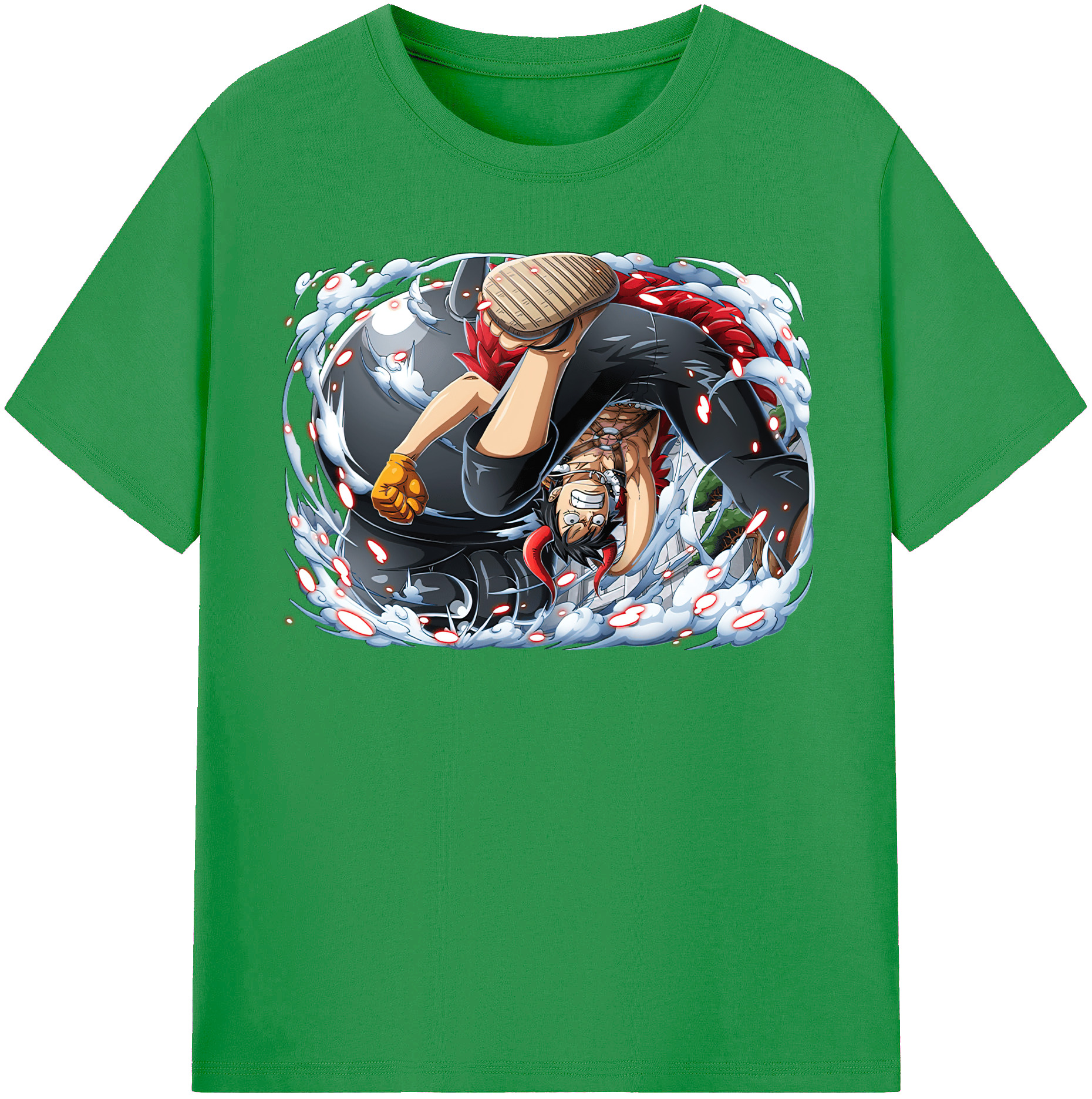 ワンピース モンキー・D・ルフィ ONE PIECE Monkey D. Luffy レディースカジュアルプリントTシャツ（綿100％）
