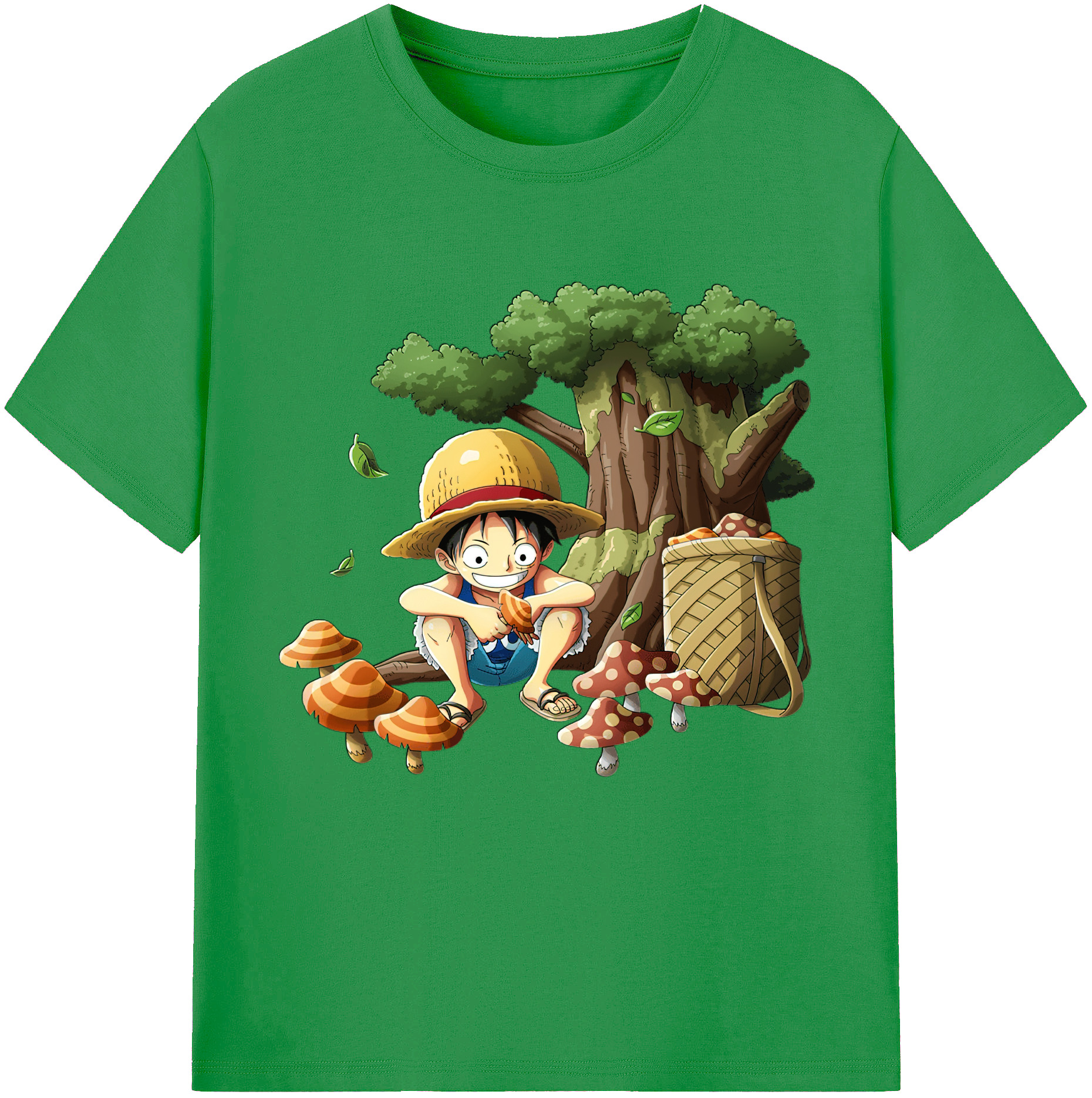 ワンピース モンキー・D・ルフィ ONE PIECE Monkey D. Luffy レディースカジュアルプリントTシャツ（綿100％）