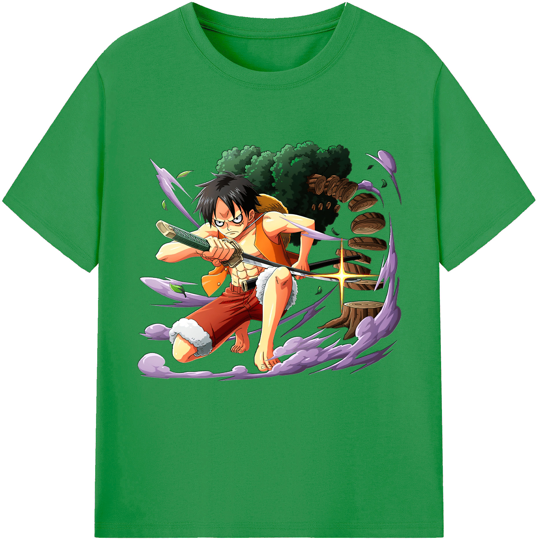 ワンピース モンキー・D・ルフィ ONE PIECE Monkey D. Luffy レディースカジュアルプリントTシャツ（綿100％）