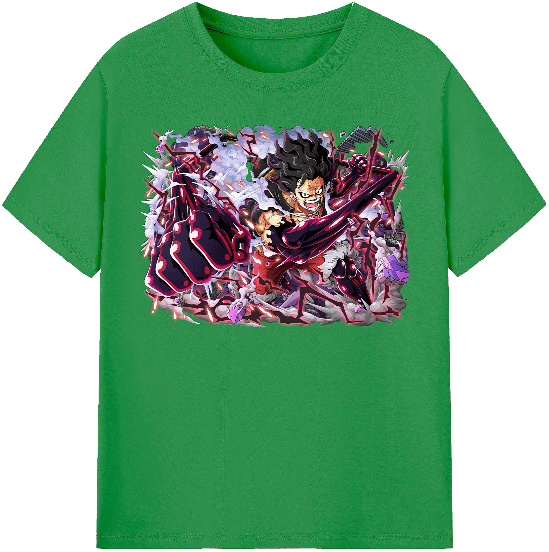 ワンピース モンキー・D・ルフィ ONE PIECE Monkey D. Luffy レディースカジュアルプリントTシャツ（綿100％）