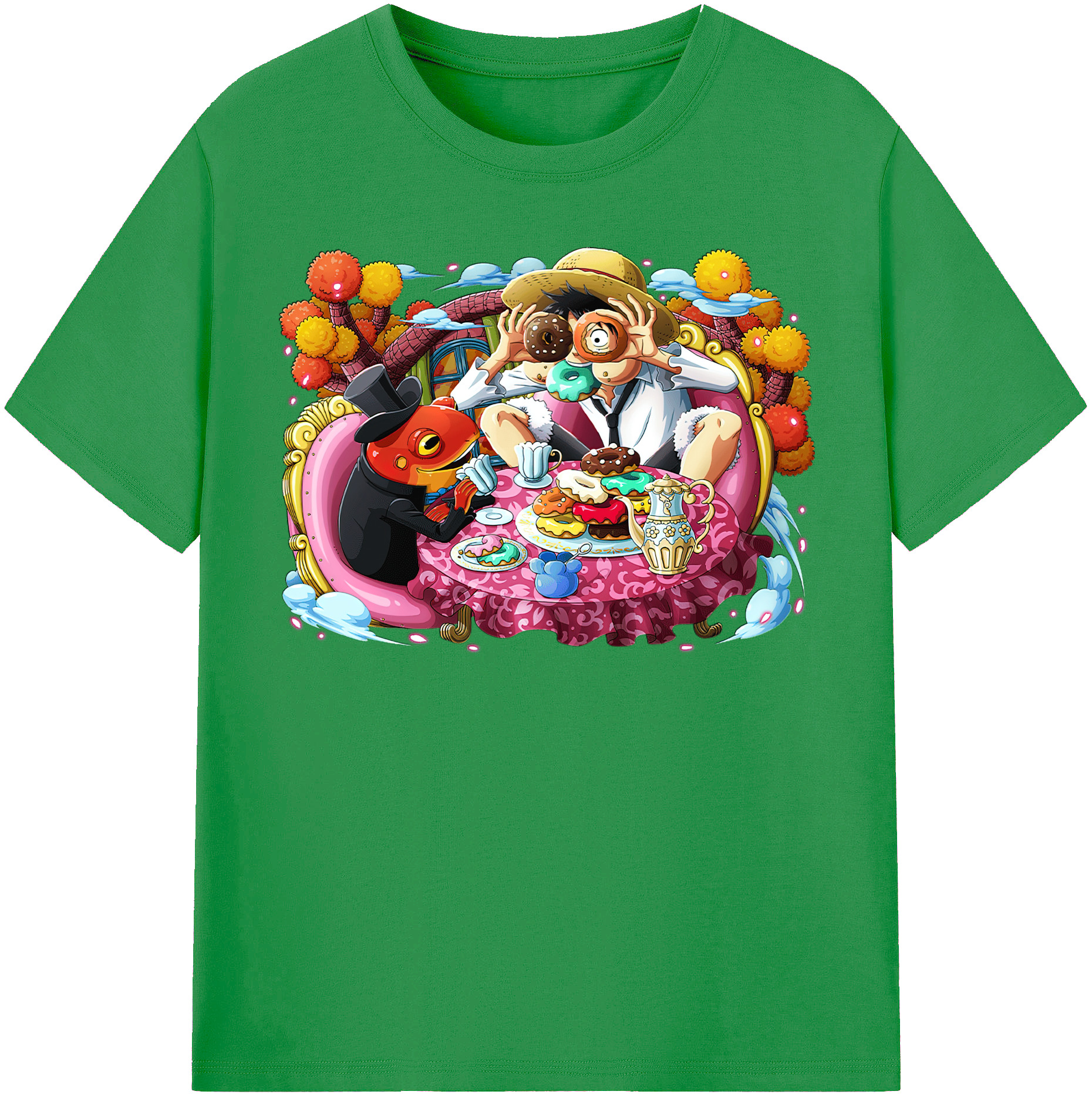 ワンピース モンキー・D・ルフィ ONE PIECE Monkey D. Luffy レディースカジュアルプリントTシャツ（綿100％）