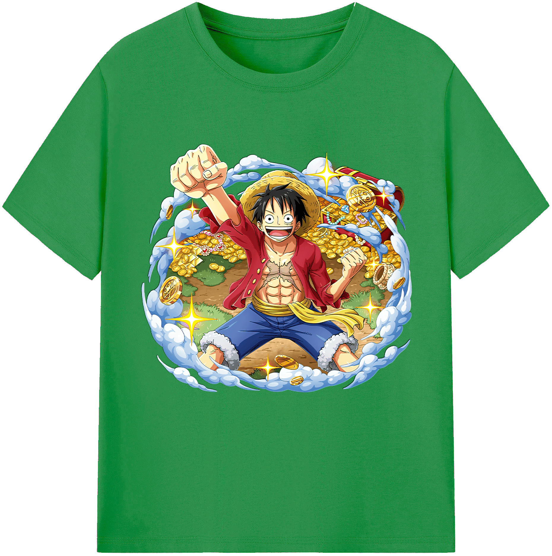 ワンピース モンキー・D・ルフィ ONE PIECE Monkey D. Luffy レディースカジュアルプリントTシャツ（綿100％）
