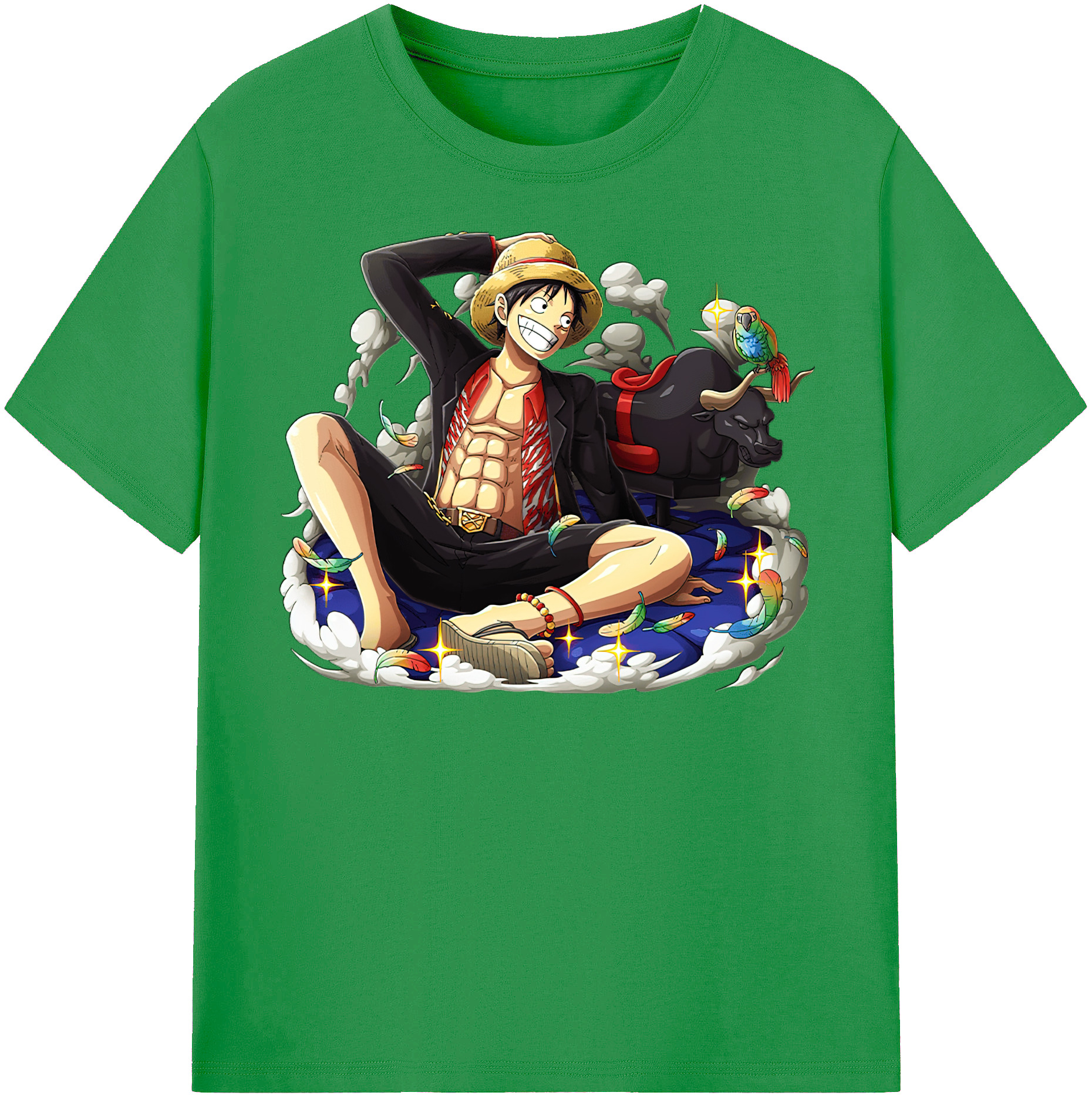 ワンピース モンキー・D・ルフィ ONE PIECE Monkey D. Luffy レディースカジュアルプリントTシャツ（綿100％）