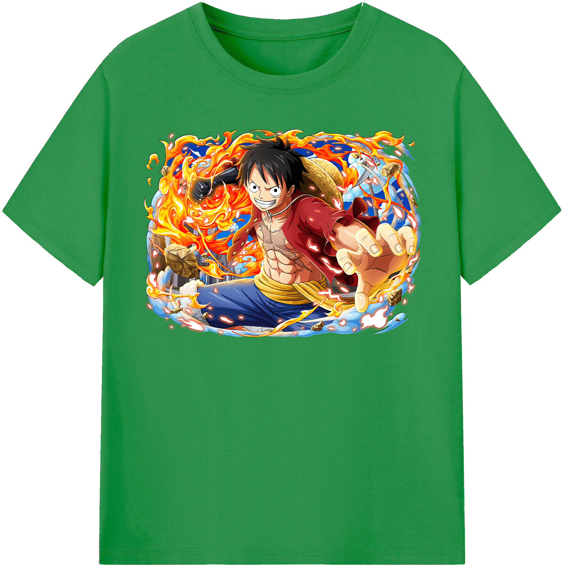 ワンピース モンキー・D・ルフィ ONE PIECE Monkey D. Luffy レディースカジュアルプリントTシャツ（綿100％）
