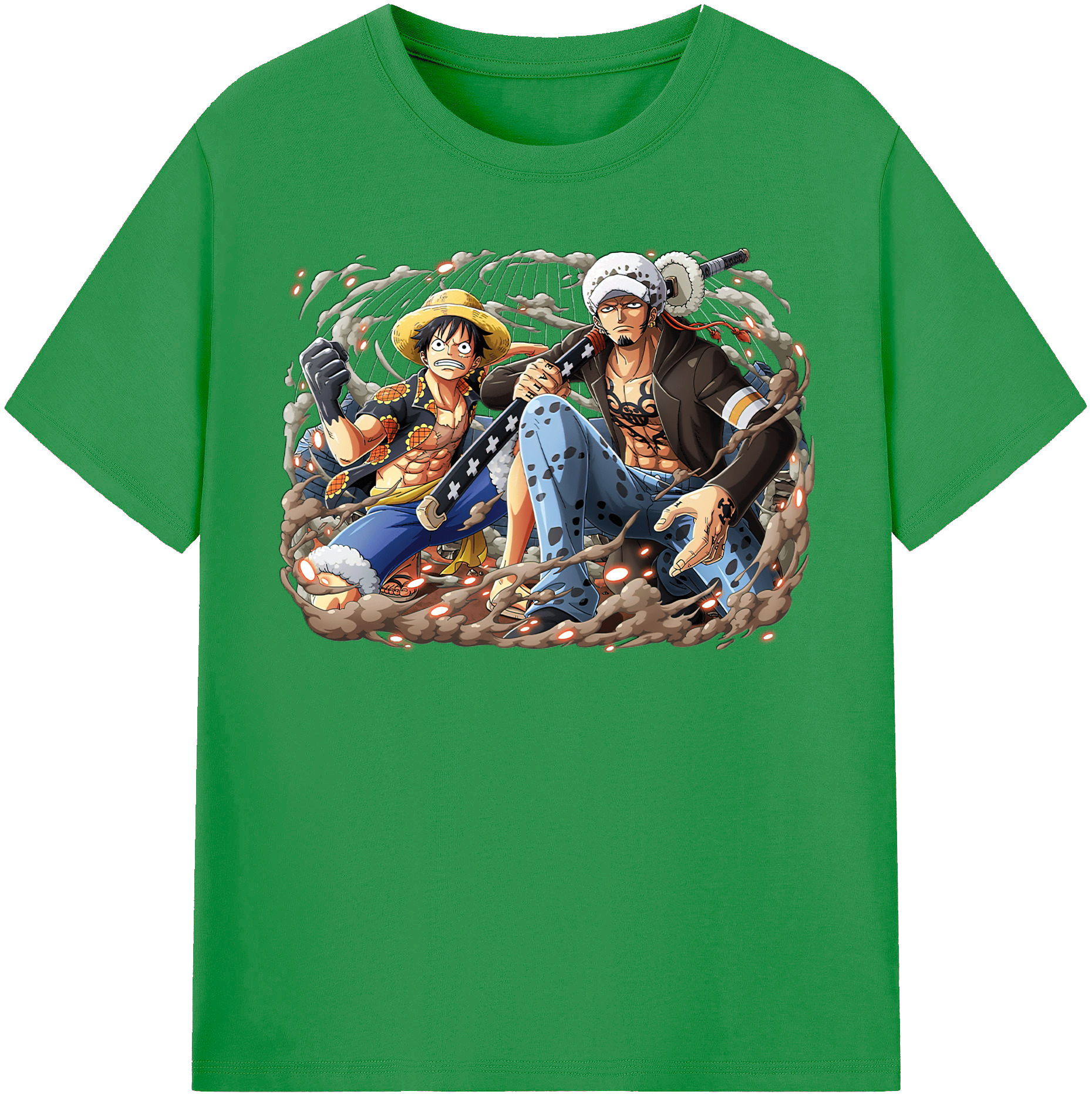 ワンピース モンキー・D・ルフィ ONE PIECE Monkey D. Luffy レディースカジュアルプリントTシャツ（綿100％）
