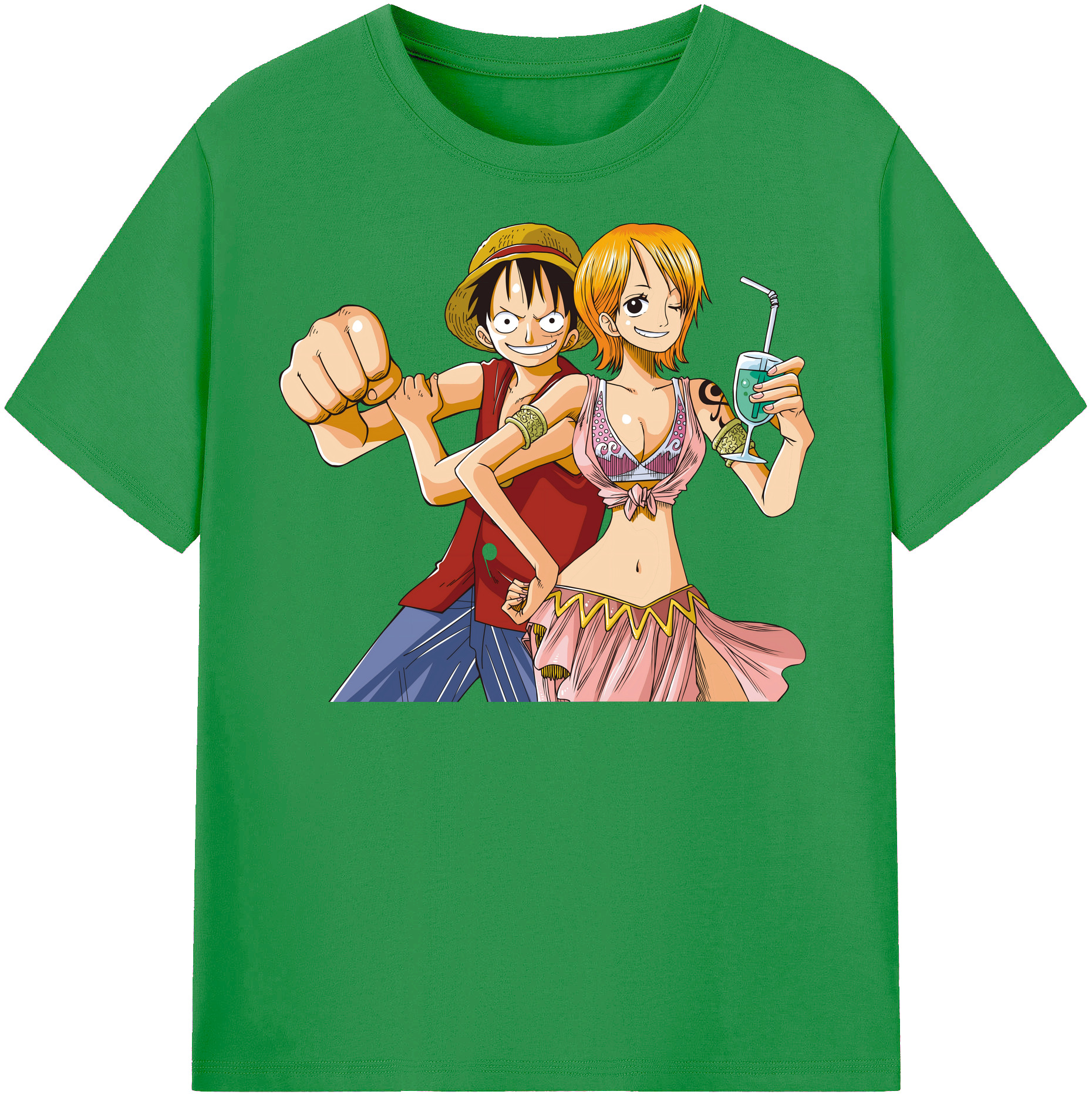 ワンピース モンキー・D・ルフィ ONE PIECE Monkey D. Luffy レディースカジュアルプリントTシャツ（綿100％）