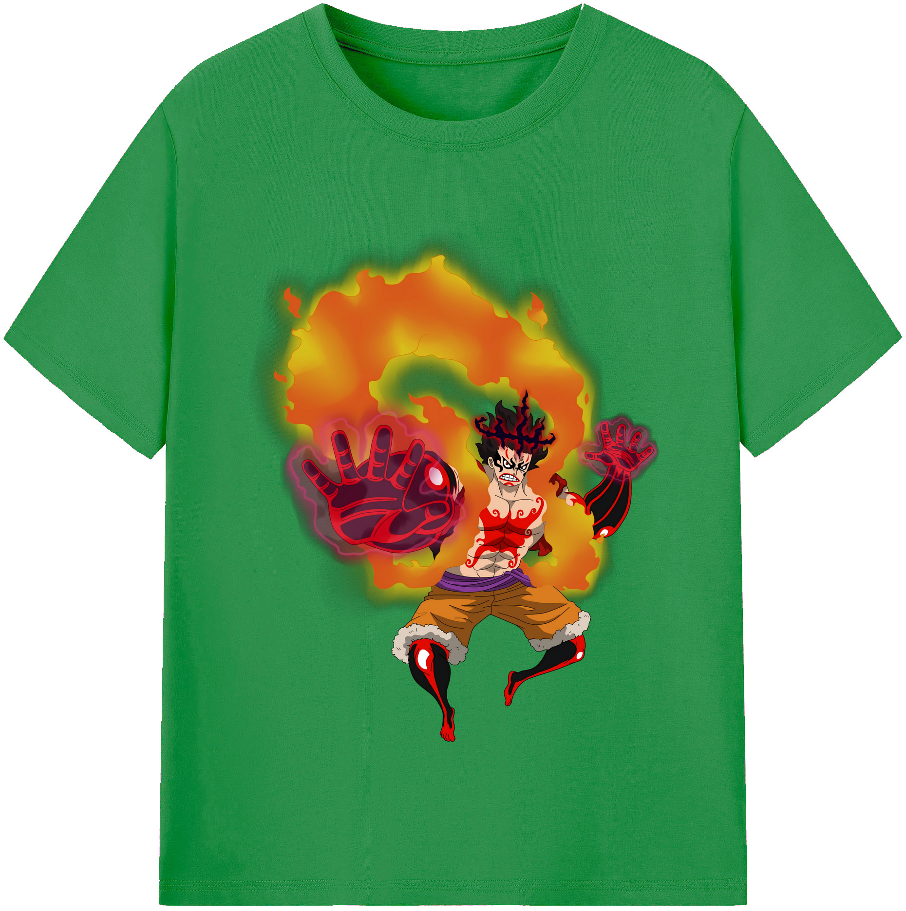 ワンピース モンキー・D・ルフィ ONE PIECE Monkey D. Luffy レディースカジュアルプリントTシャツ（綿100％）