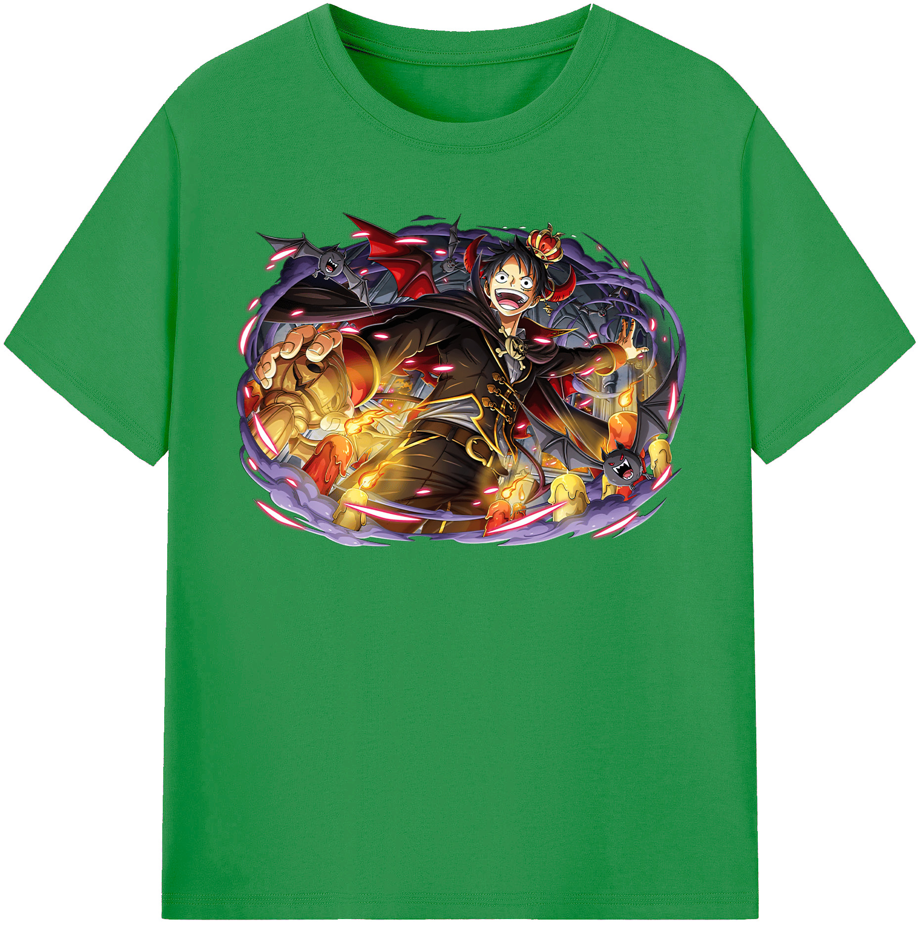 ワンピース モンキー・D・ルフィ ONE PIECE Monkey D. Luffy レディースカジュアルプリントTシャツ（綿100％）
