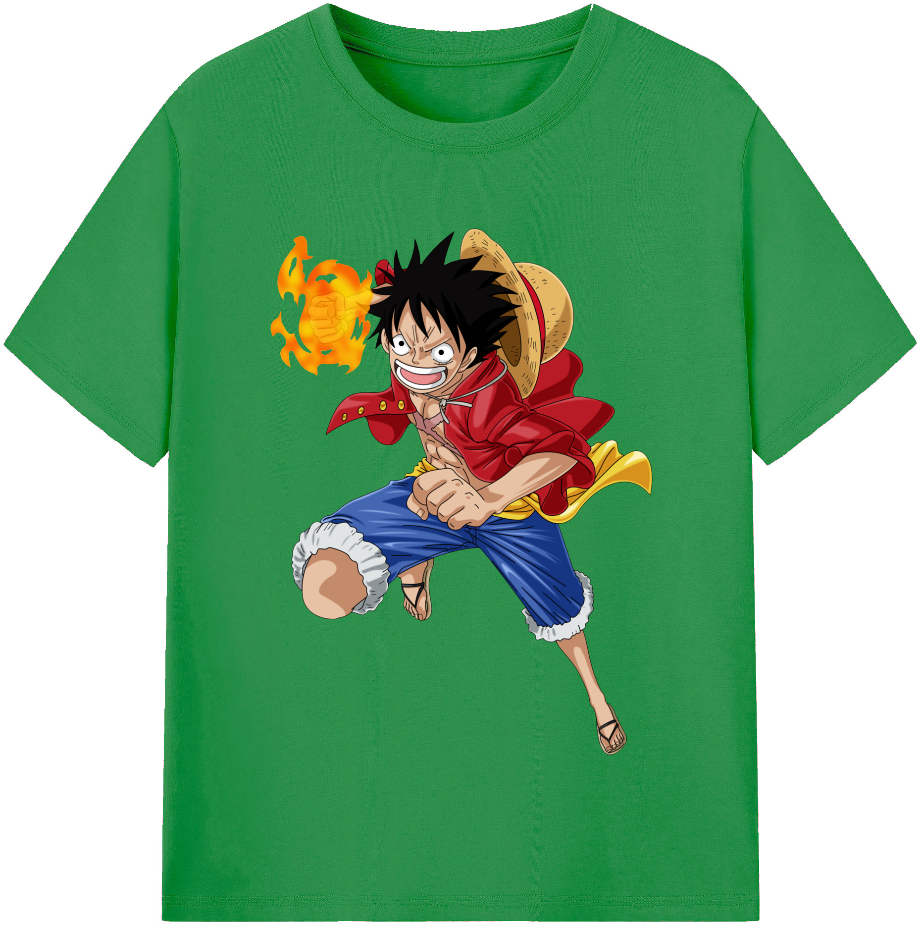 ワンピース モンキー・D・ルフィ ONE PIECE Monkey D. Luffy レディースカジュアルプリントTシャツ（綿100％）
