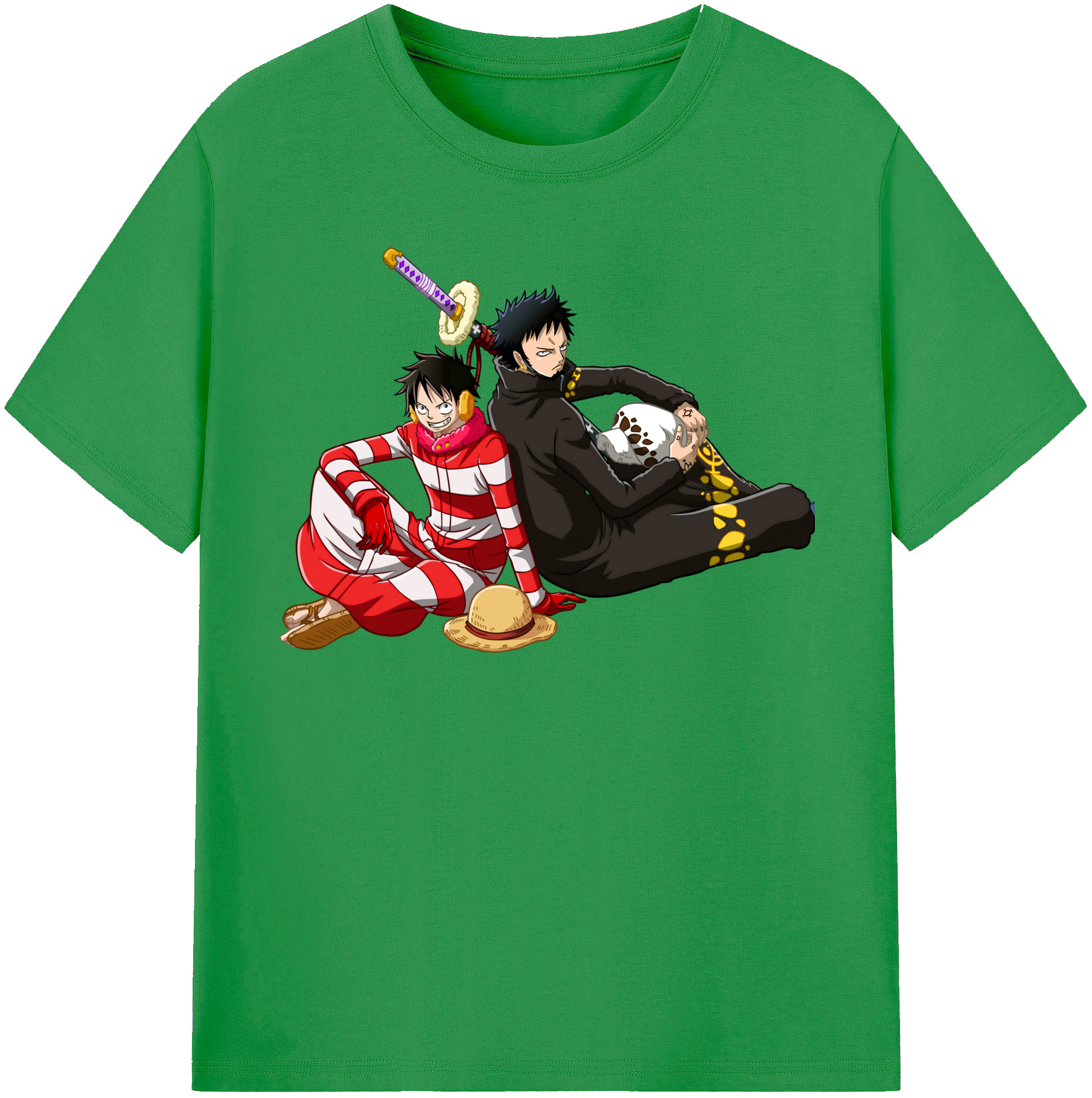 ワンピース モンキー・D・ルフィ ONE PIECE Monkey D. Luffy レディースカジュアルプリントTシャツ（綿100％）
