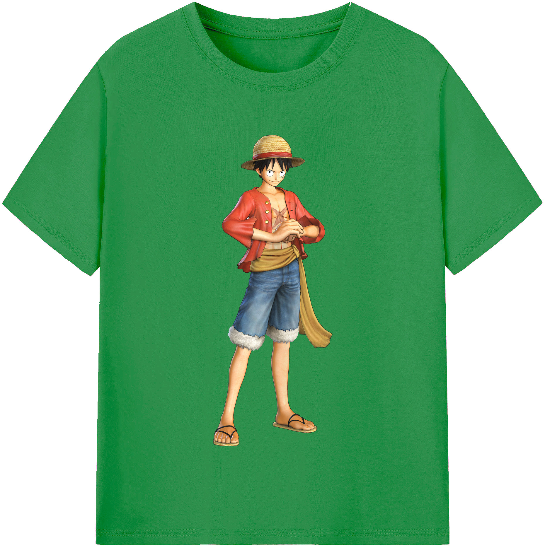 ワンピース モンキー・D・ルフィ ONE PIECE Monkey D. Luffy レディースカジュアルプリントTシャツ（綿100％）