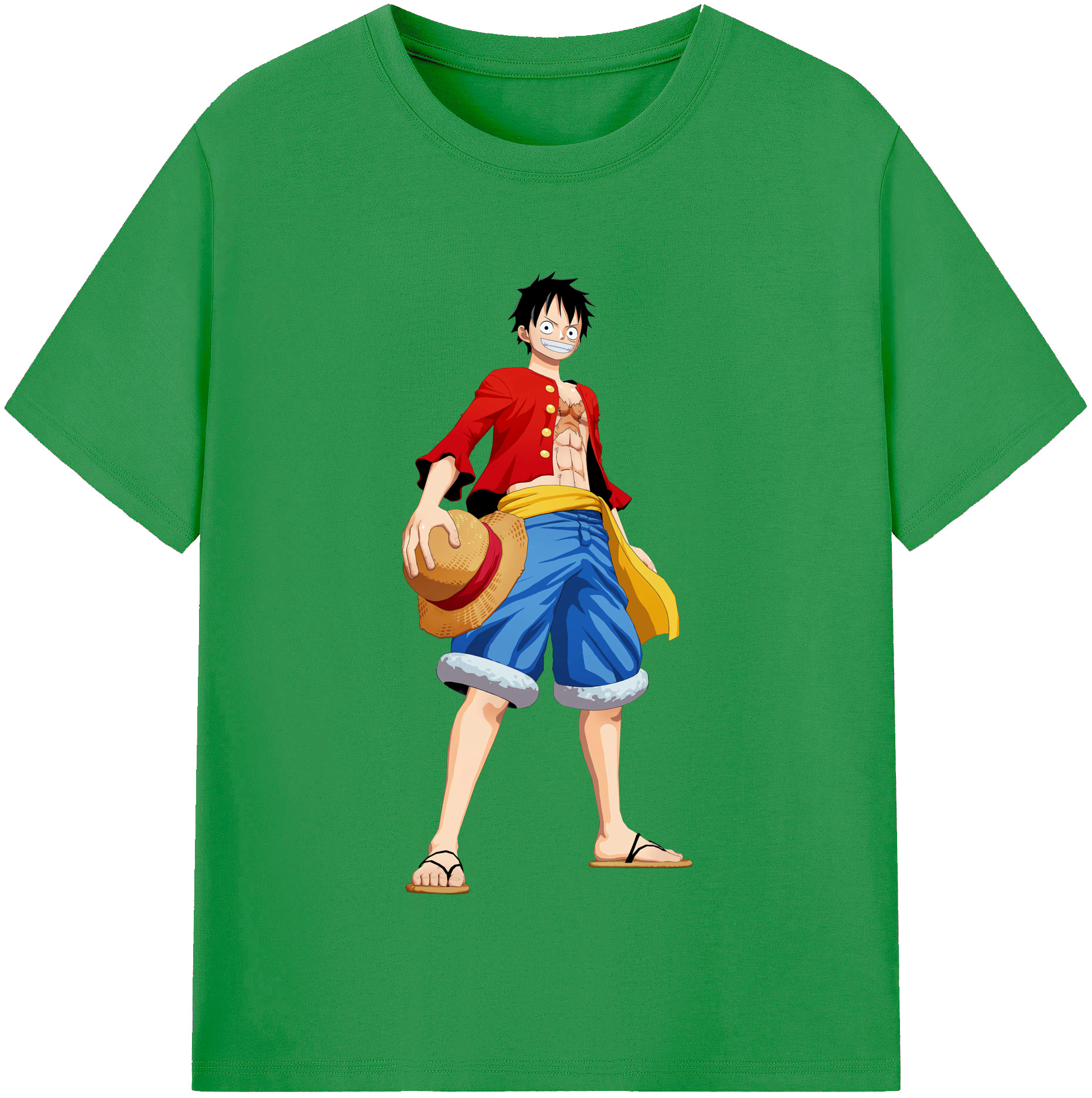 ワンピース モンキー・D・ルフィ ONE PIECE Monkey D. Luffy レディースカジュアルプリントTシャツ（綿100％）
