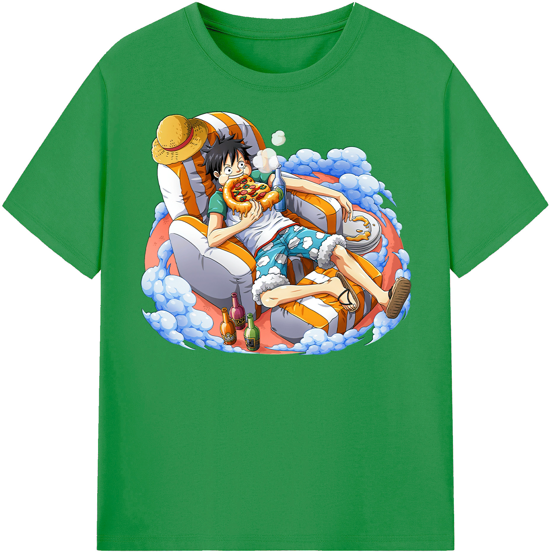 ワンピース モンキー・D・ルフィ ONE PIECE Monkey D. Luffy レディースカジュアルプリントTシャツ（綿100％）
