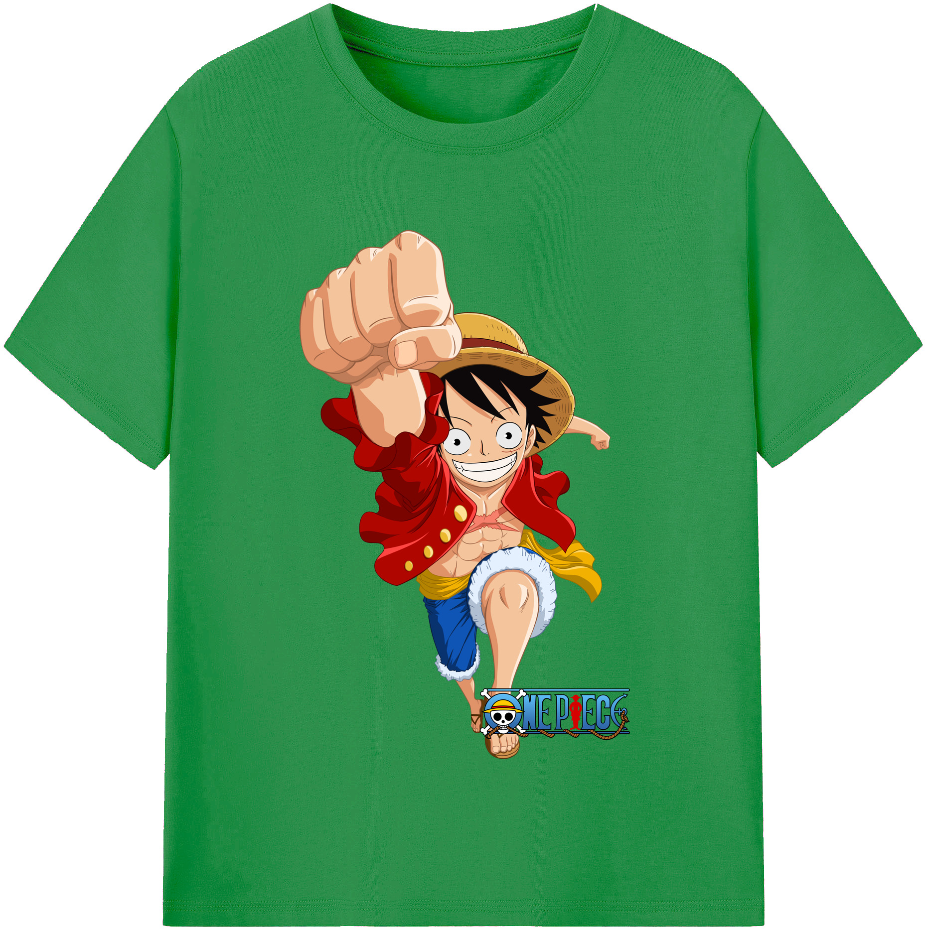 ワンピース モンキー・D・ルフィ ONE PIECE Monkey D. Luffy レディースカジュアルプリントTシャツ（綿100％）