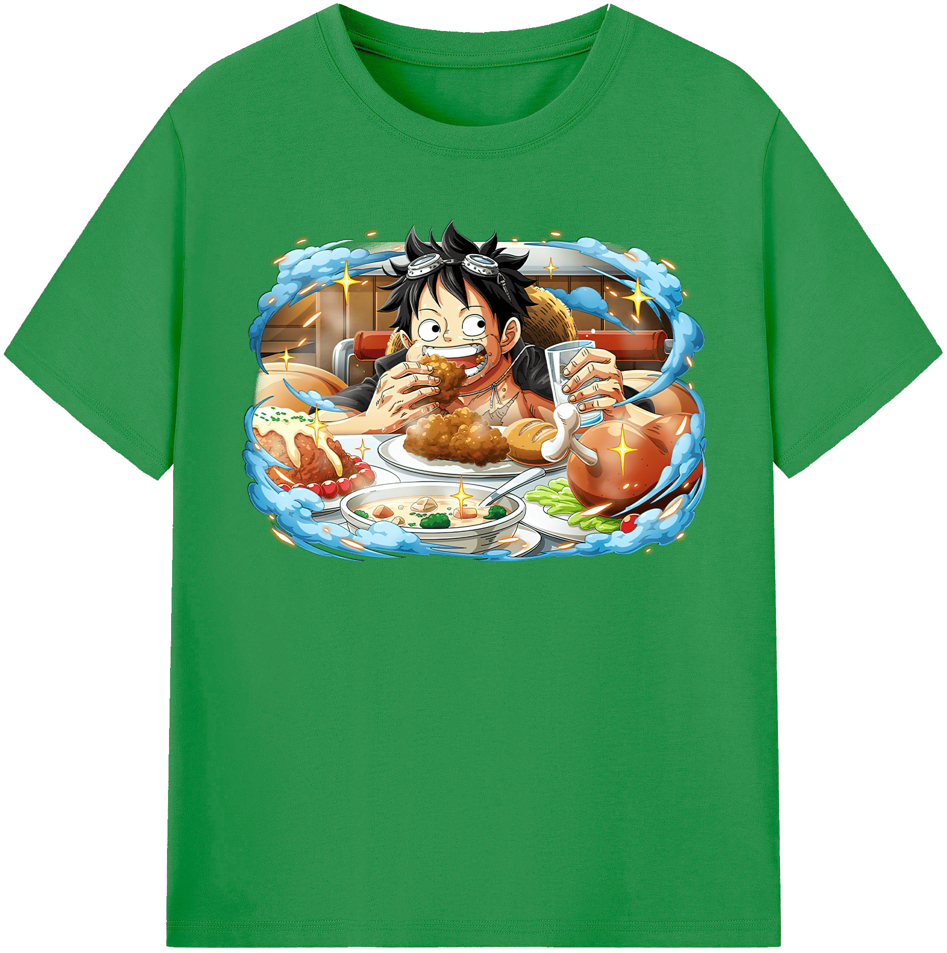 ワンピース モンキー・D・ルフィ ONE PIECE Monkey D. Luffy レディースカジュアルプリントTシャツ（綿100％）