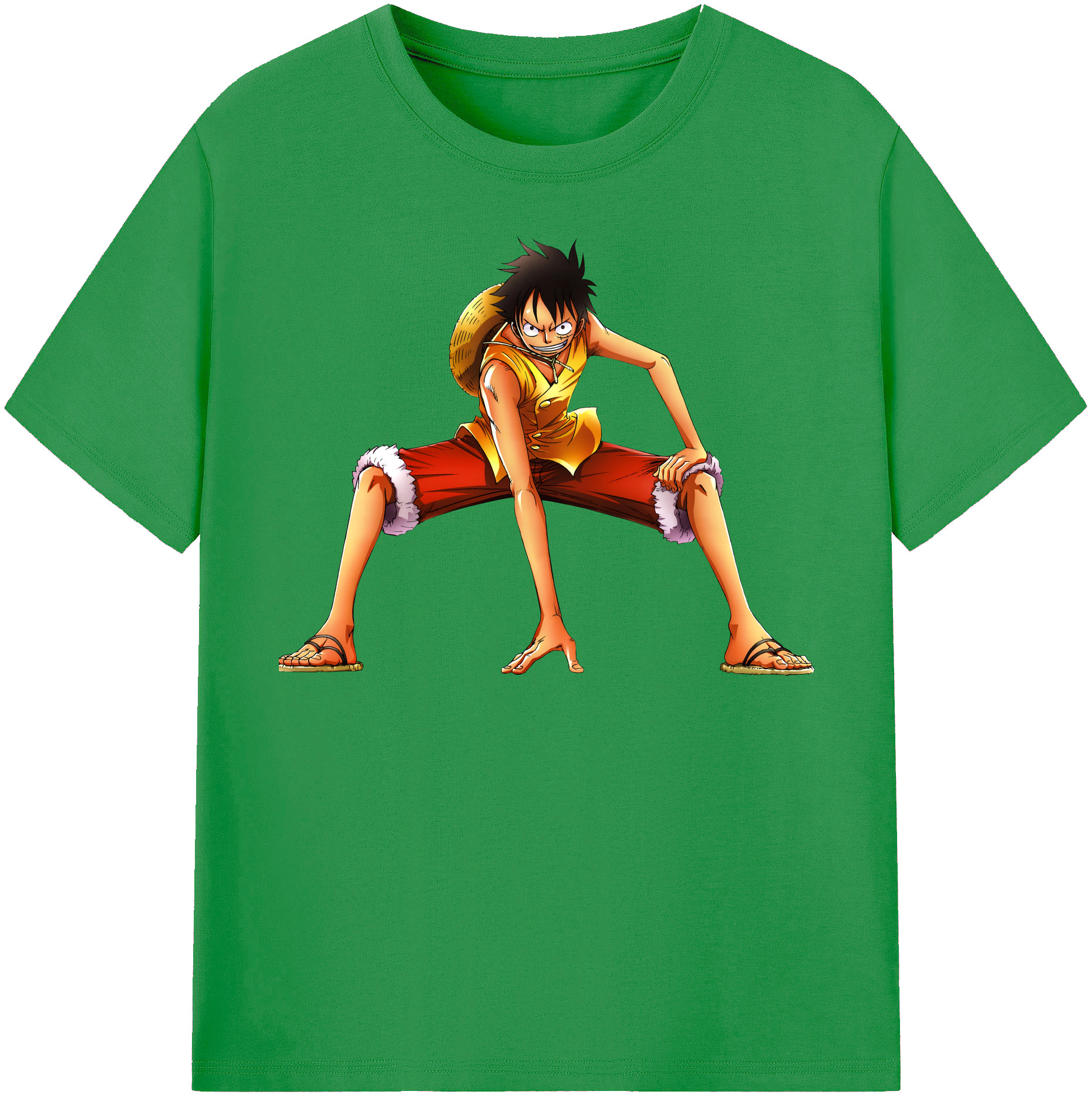 ワンピース モンキー・D・ルフィ ONE PIECE Monkey D. Luffy レディースカジュアルプリントTシャツ（綿100％）