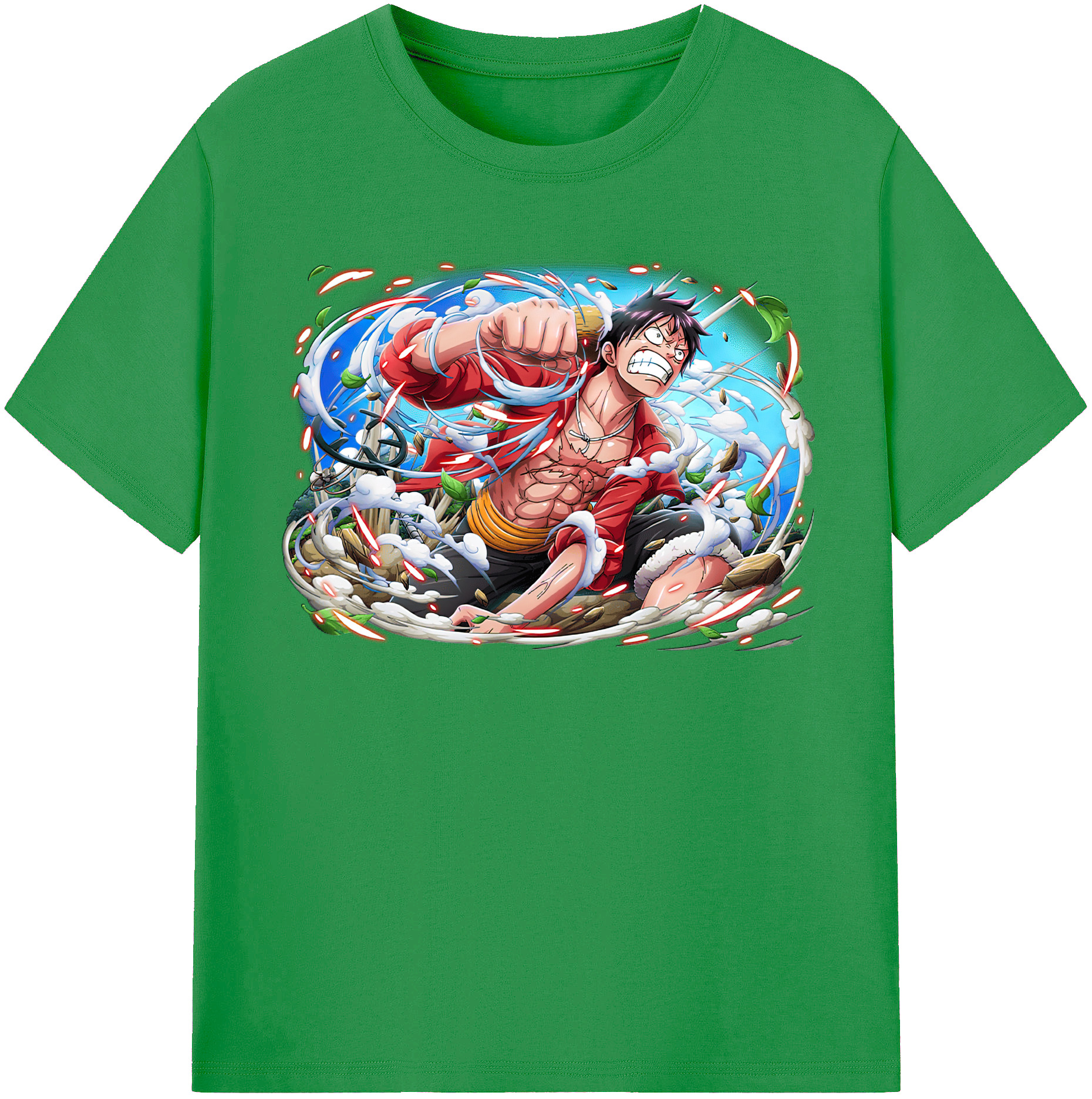 ワンピース モンキー・D・ルフィ ONE PIECE Monkey D. Luffy レディースカジュアルプリントTシャツ（綿100％）