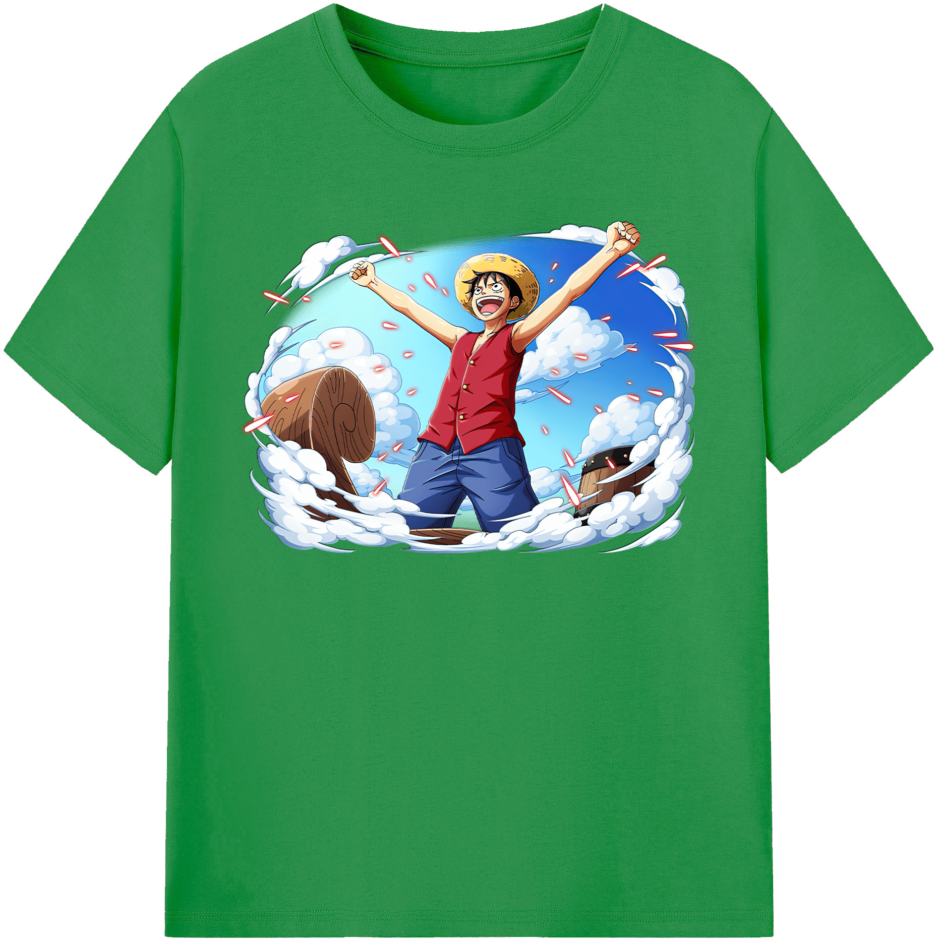 ワンピース モンキー・D・ルフィ ONE PIECE Monkey D. Luffy レディースカジュアルプリントTシャツ（綿100％）