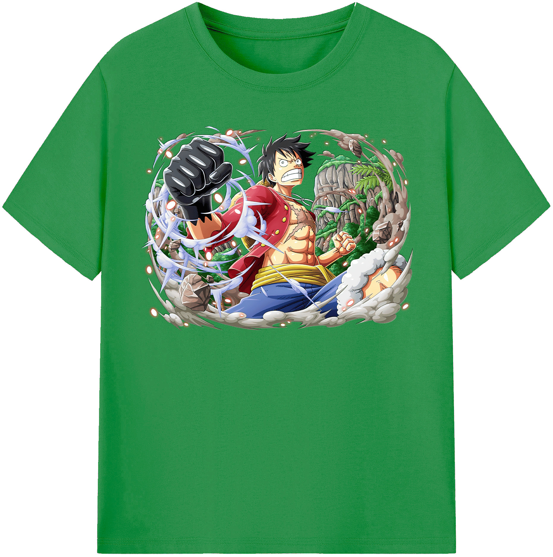 ワンピース モンキー・D・ルフィ ONE PIECE Monkey D. Luffy レディースカジュアルプリントTシャツ（綿100％）