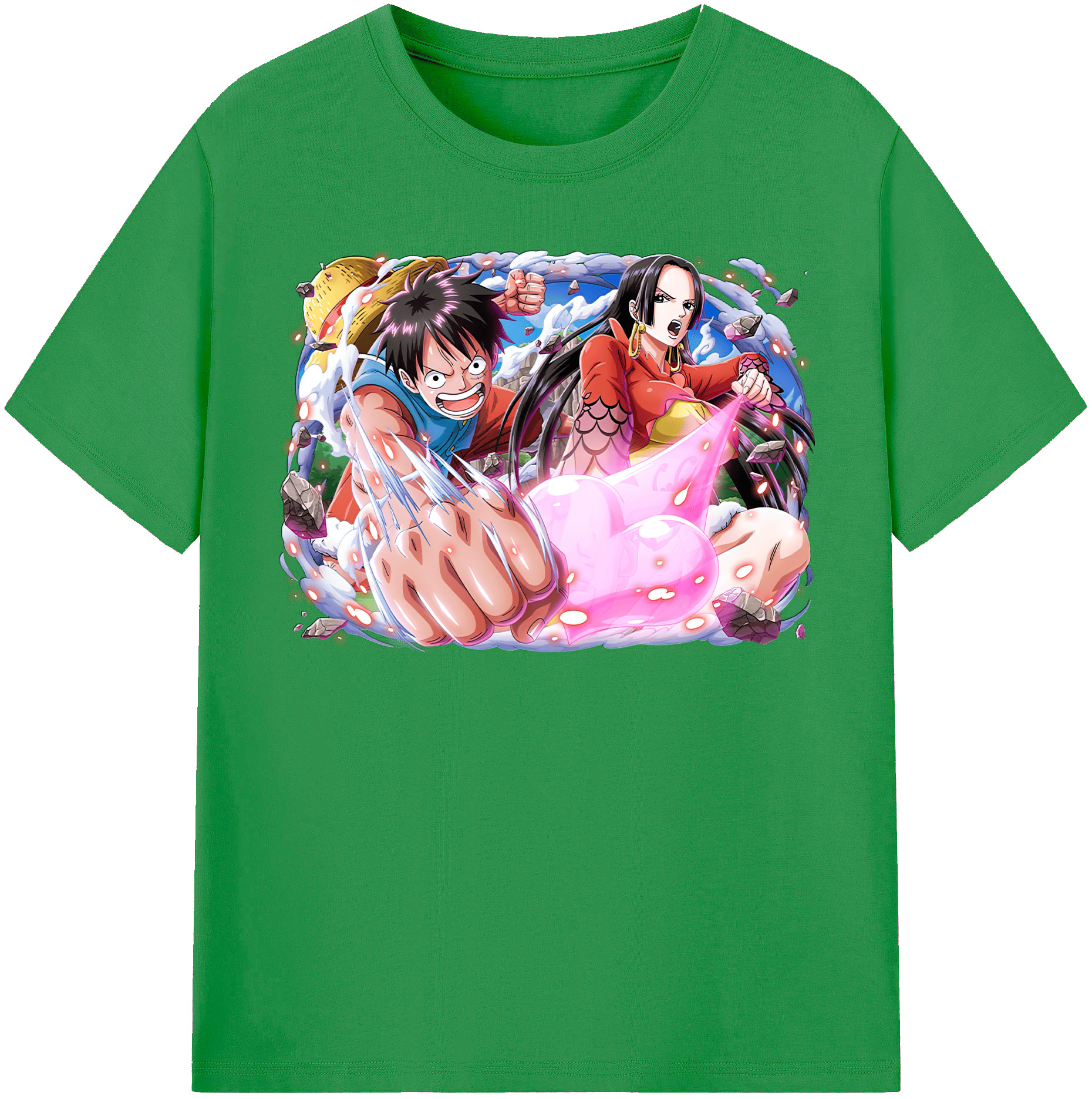 ワンピース モンキー・D・ルフィ ONE PIECE Monkey D. Luffy レディースカジュアルプリントTシャツ（綿100％）