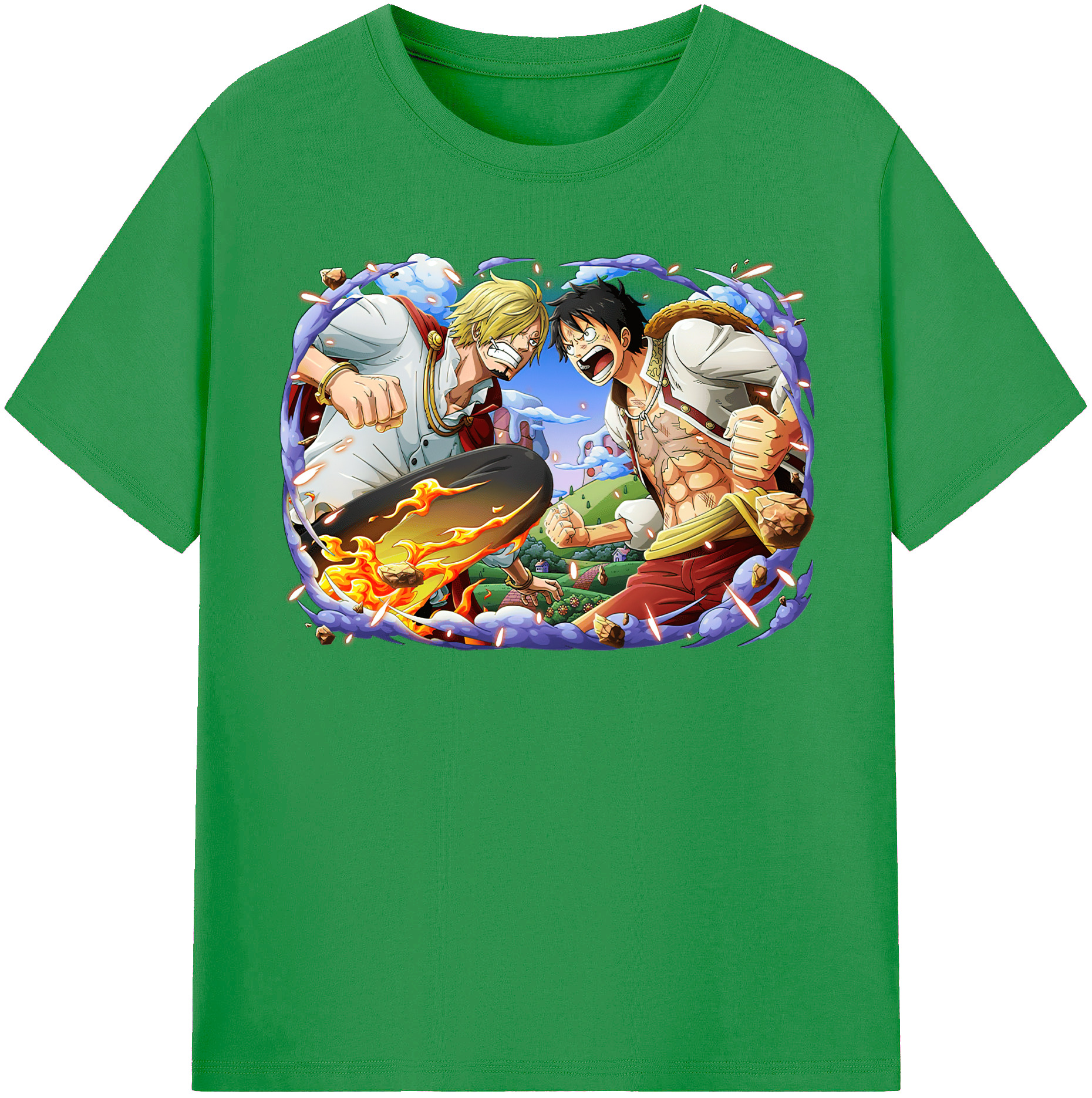 ワンピース モンキー・D・ルフィ ONE PIECE Monkey D. Luffy レディースカジュアルプリントTシャツ（綿100％）